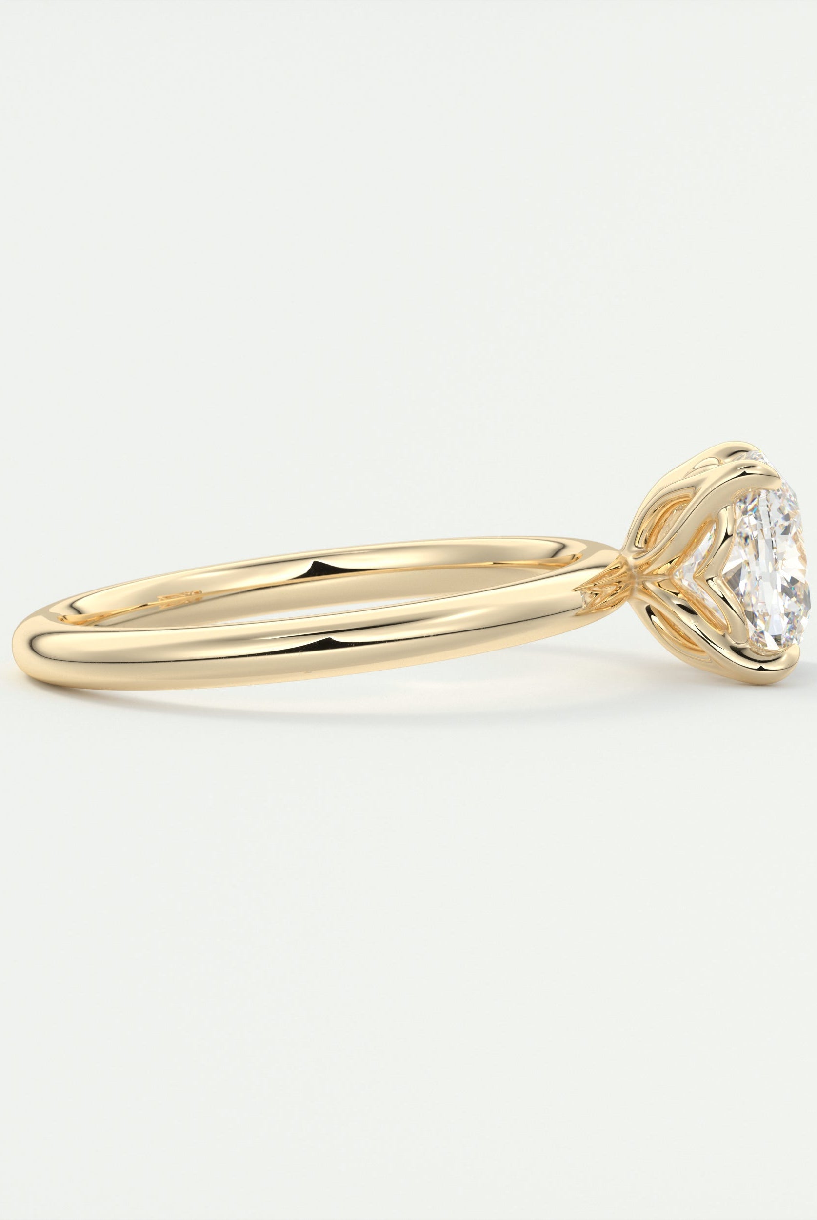 2CT Cushion Lotus Prong Moissanite Diamond Solitaire Engagement Ring