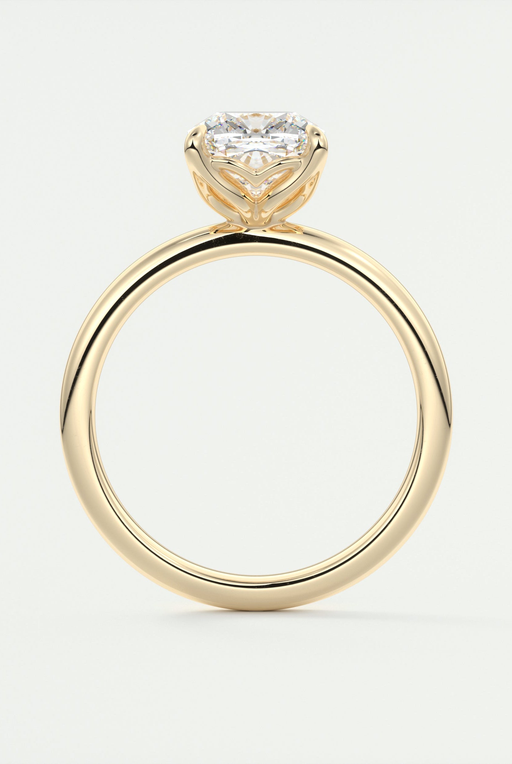 2CT Cushion Lotus Prong Moissanite Diamond Solitaire Engagement Ring