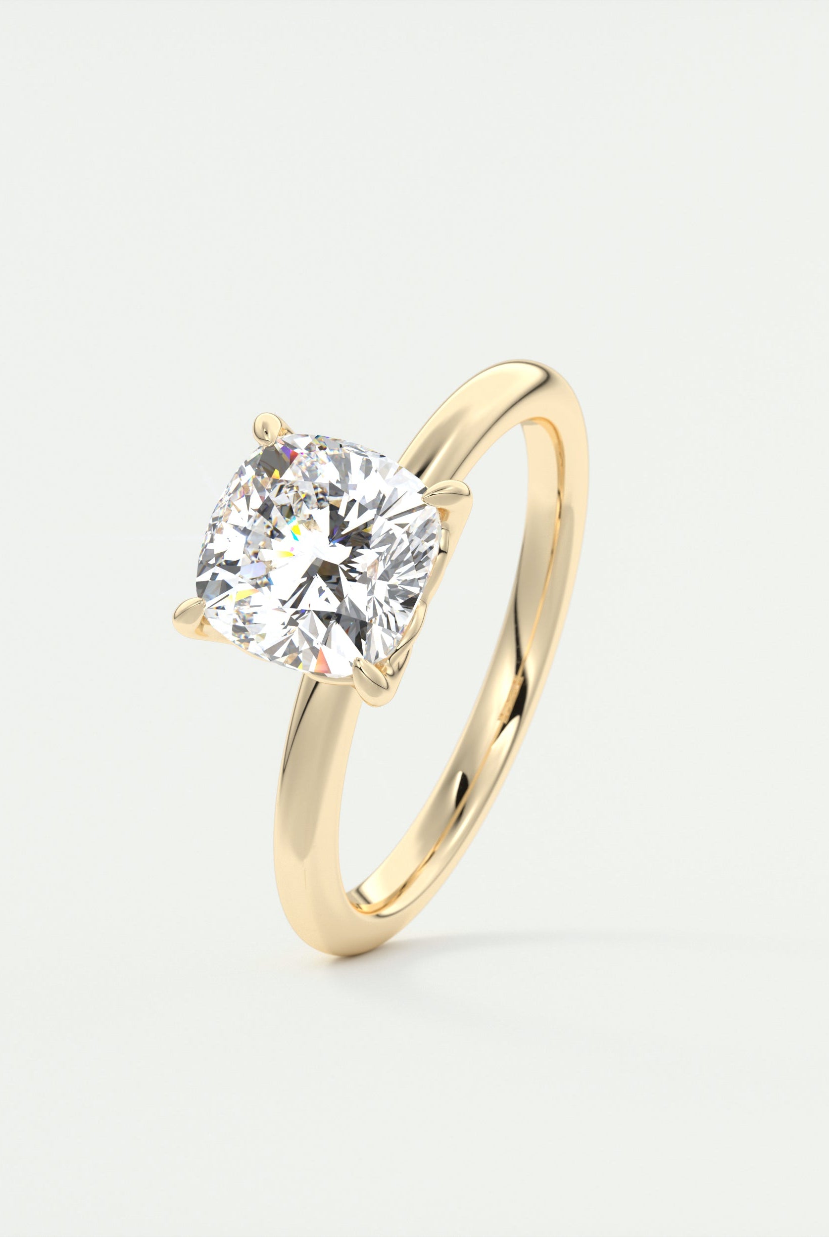 2CT Cushion Lotus Prong Moissanite Diamond Solitaire Engagement Ring