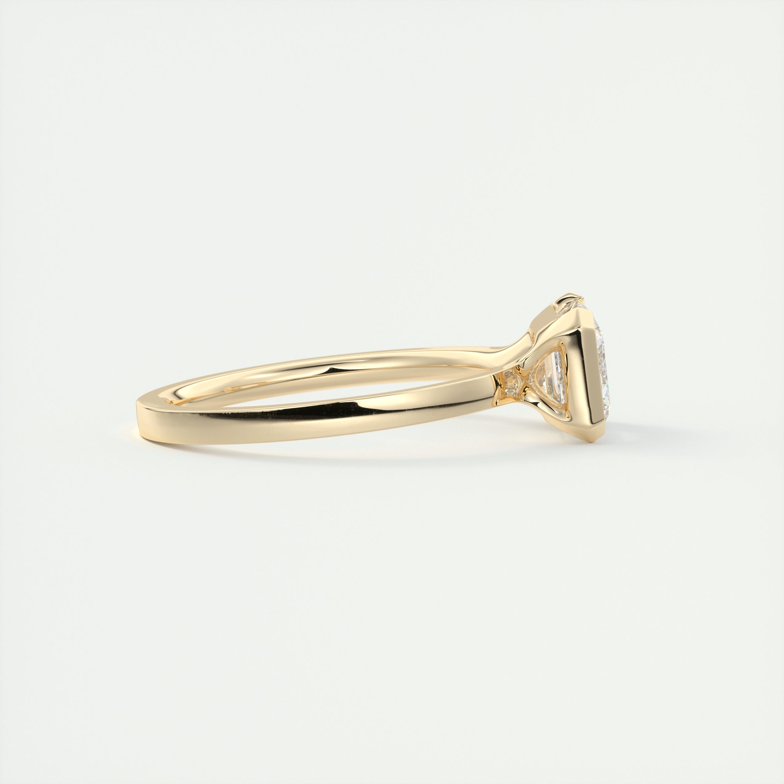 2CT East West Emerald Cut Half Bezel Moissanite Diamond Engagement Ring