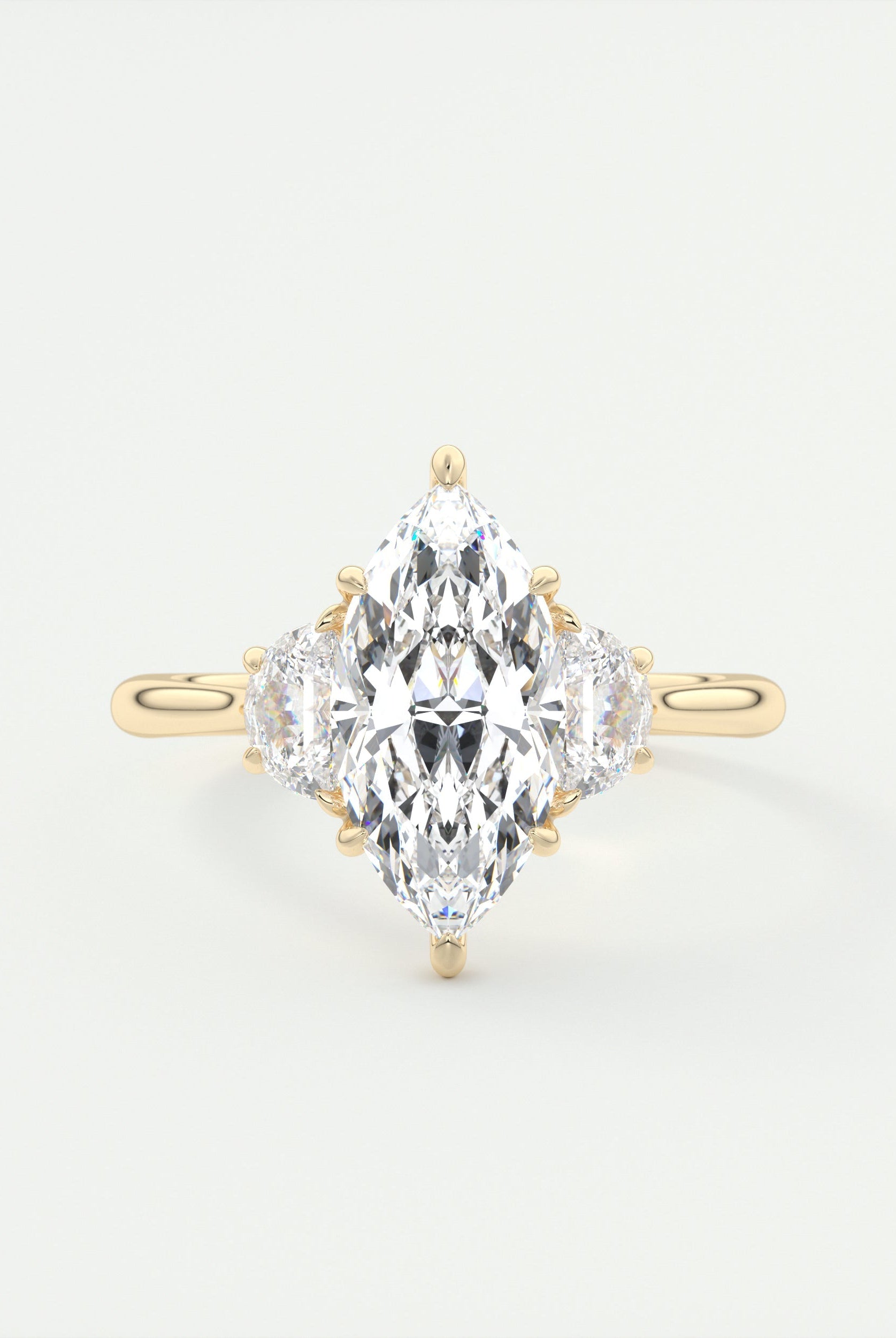 2.0CT Three Stone Marquise Moissanite Diamond Engagement Ring In 18K Yellow Gold
