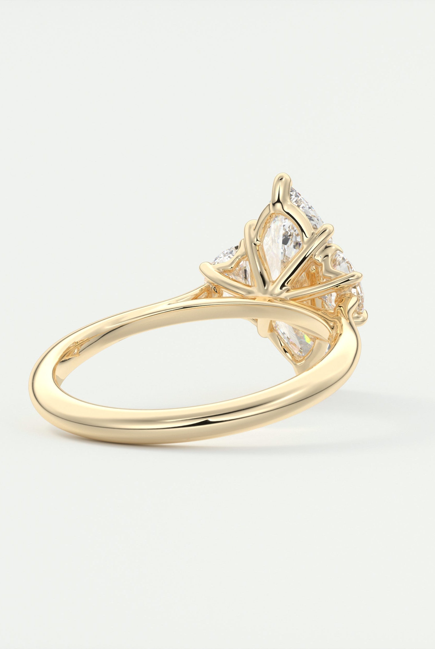 2.0CT Three Stone Marquise Moissanite Diamond Engagement Ring In 18K Yellow Gold