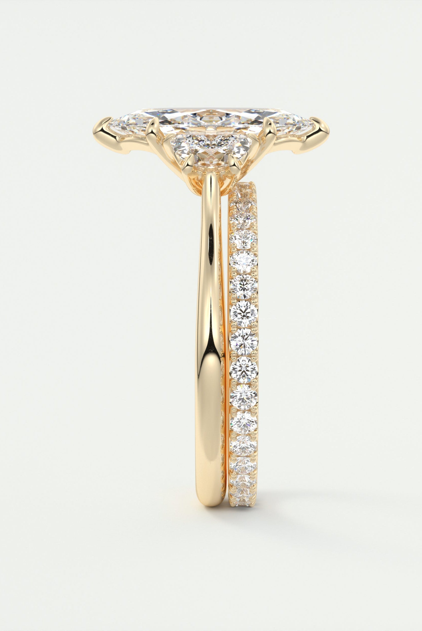 2.0CT Three Stone Marquise Moissanite Diamond Engagement Ring In 18K Yellow Gold