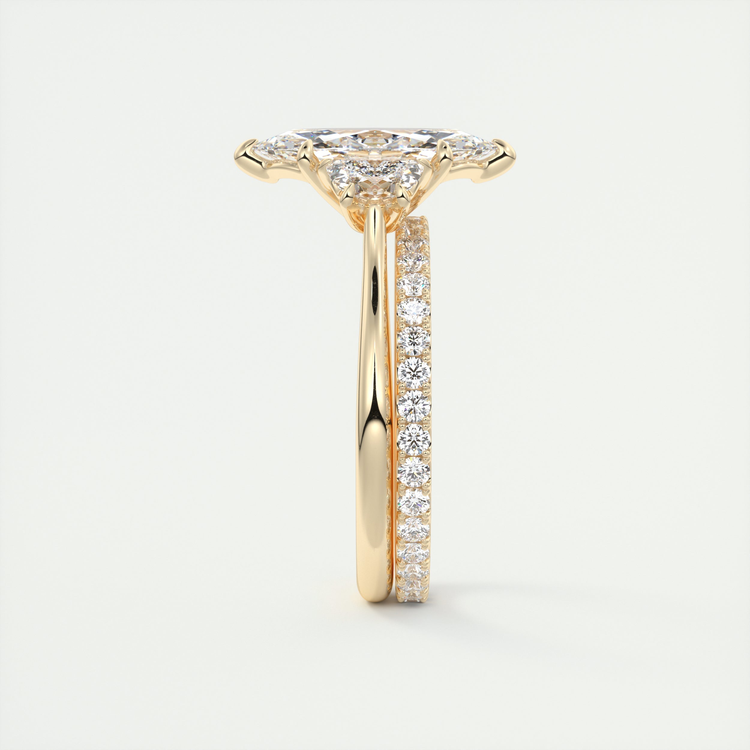 2.0CT Three Stone Marquise Moissanite Diamond Engagement Ring In 18K Yellow Gold