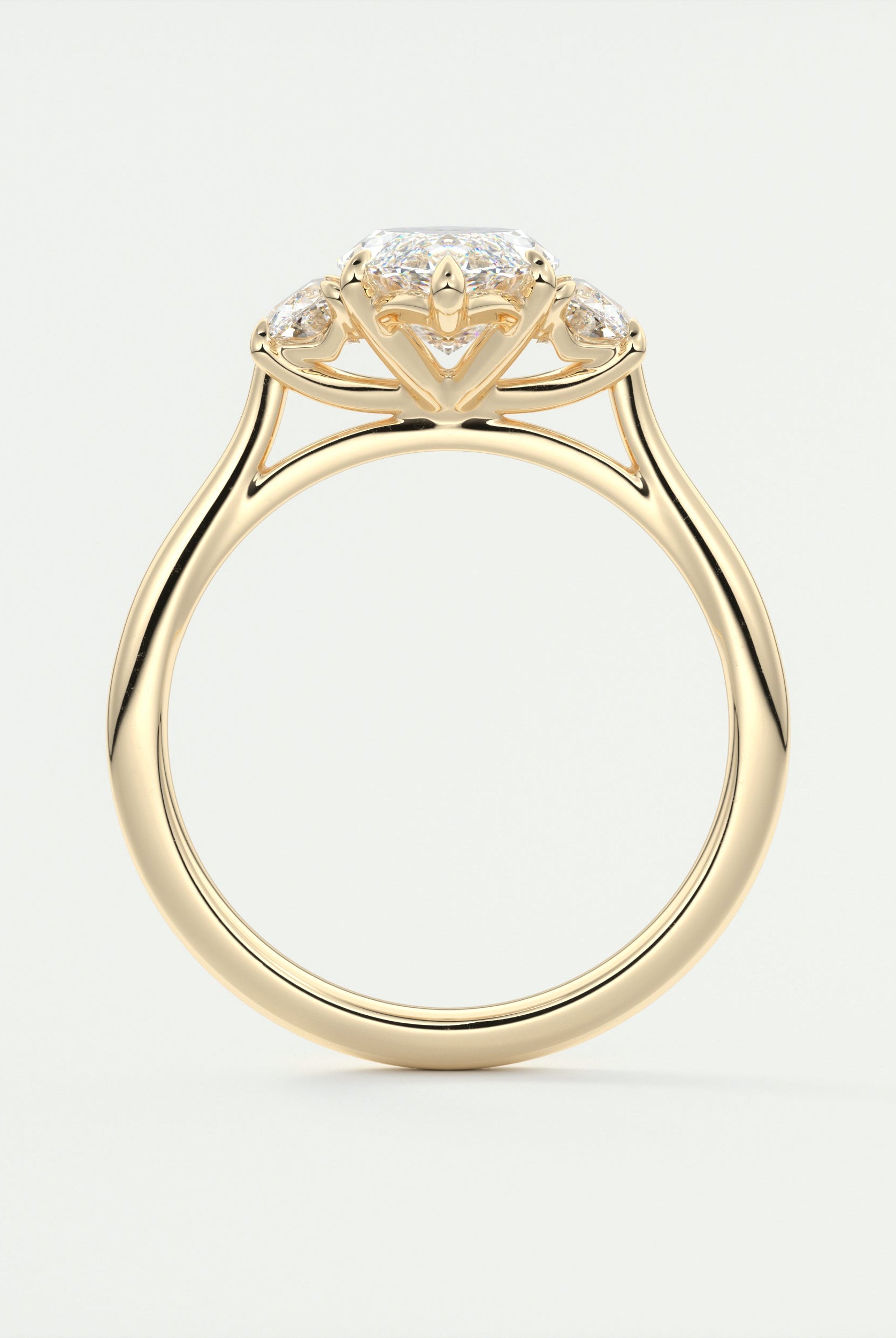 2.0CT Three Stone Marquise Moissanite Diamond Engagement Ring In 18K Yellow Gold