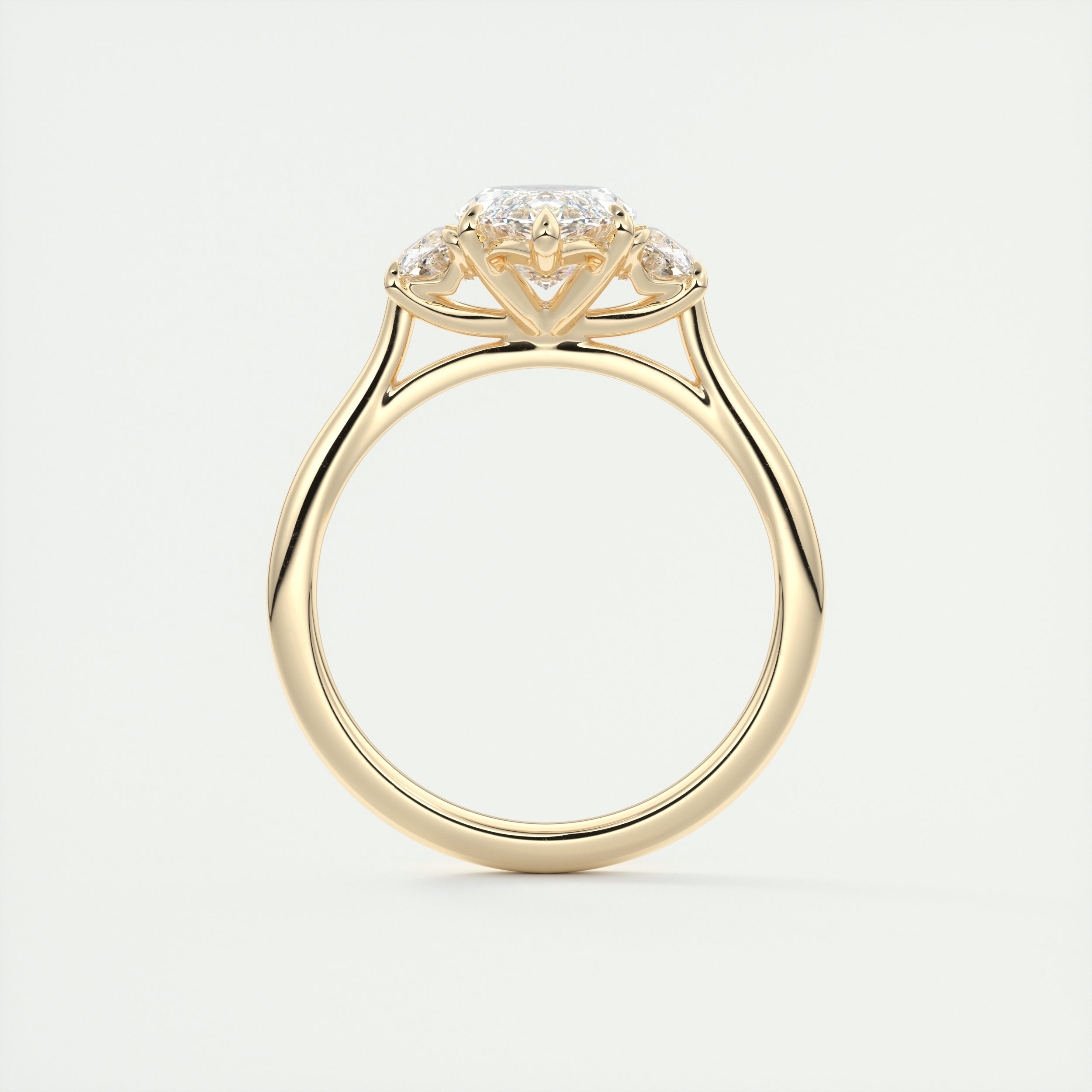 2.0CT Three Stone Marquise Moissanite Diamond Engagement Ring In 18K Yellow Gold