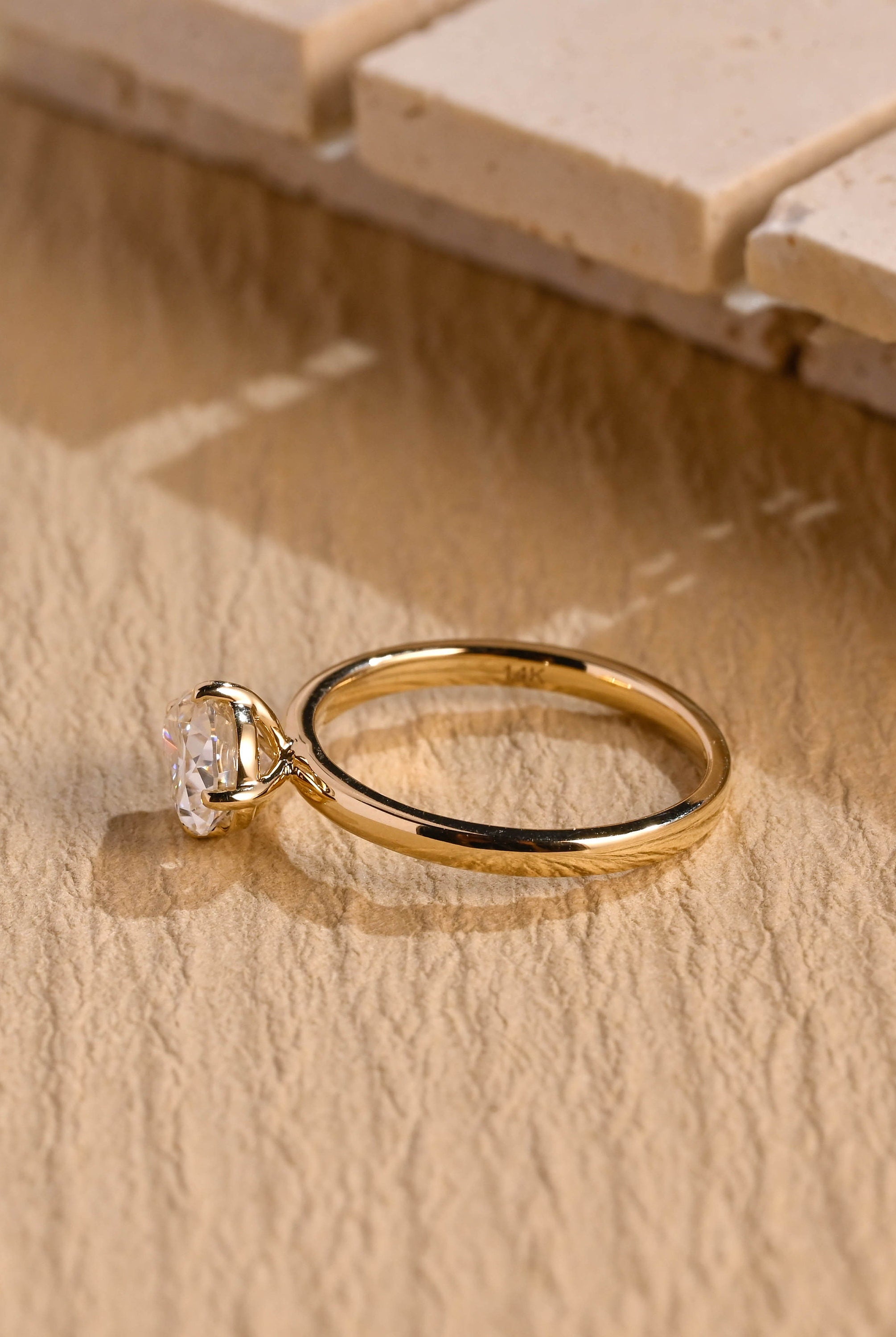 horizontal pear engagement ring moissanite