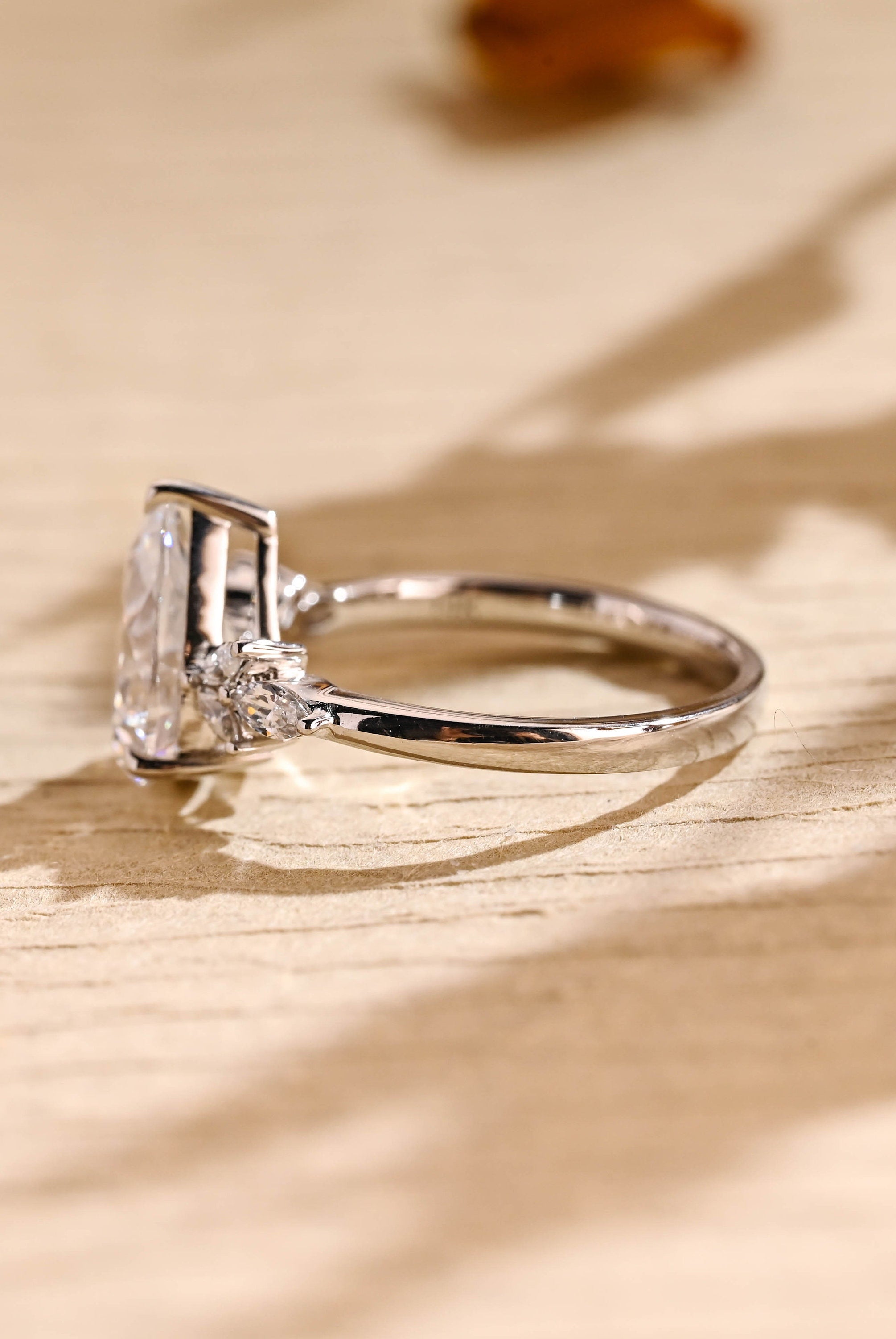 luxury pear cluster moissanite engagement ring