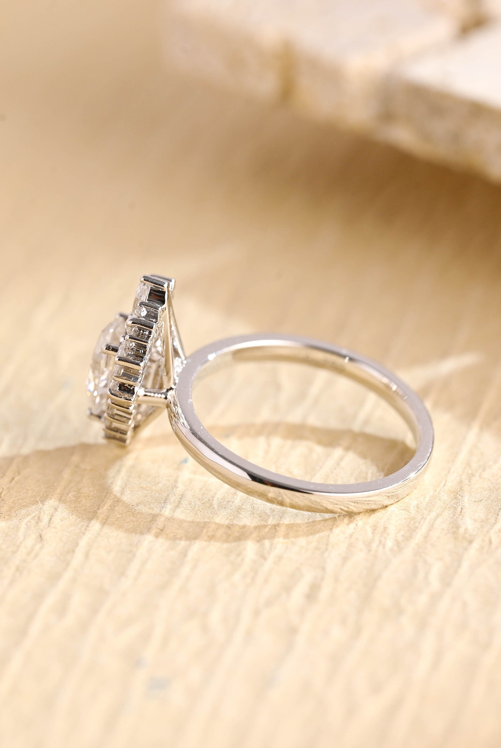 diamond cluster pear moissanite engagement ring