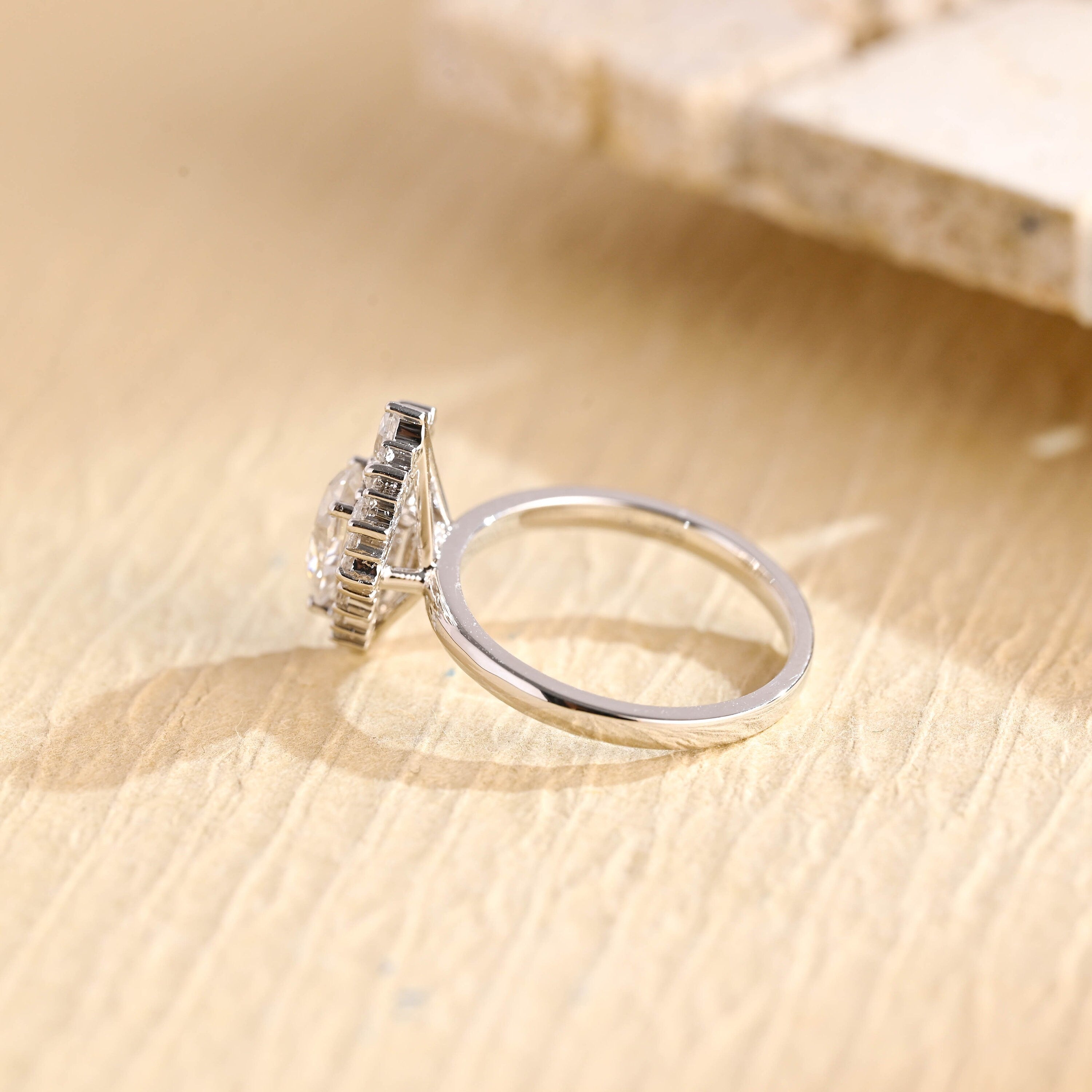 diamond cluster pear moissanite engagement ring