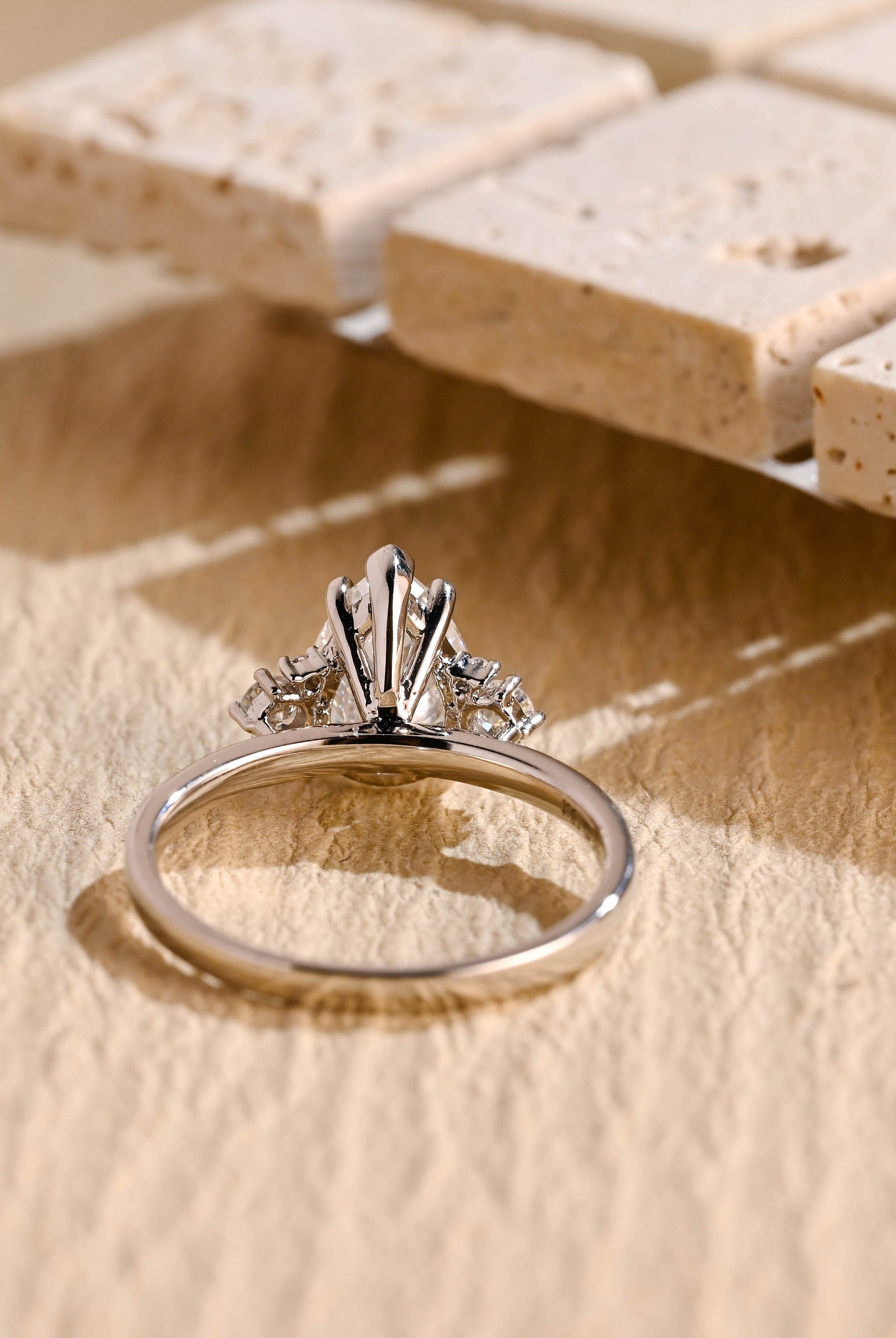 1CT Pear Diamond Cluster Moissanite Ring