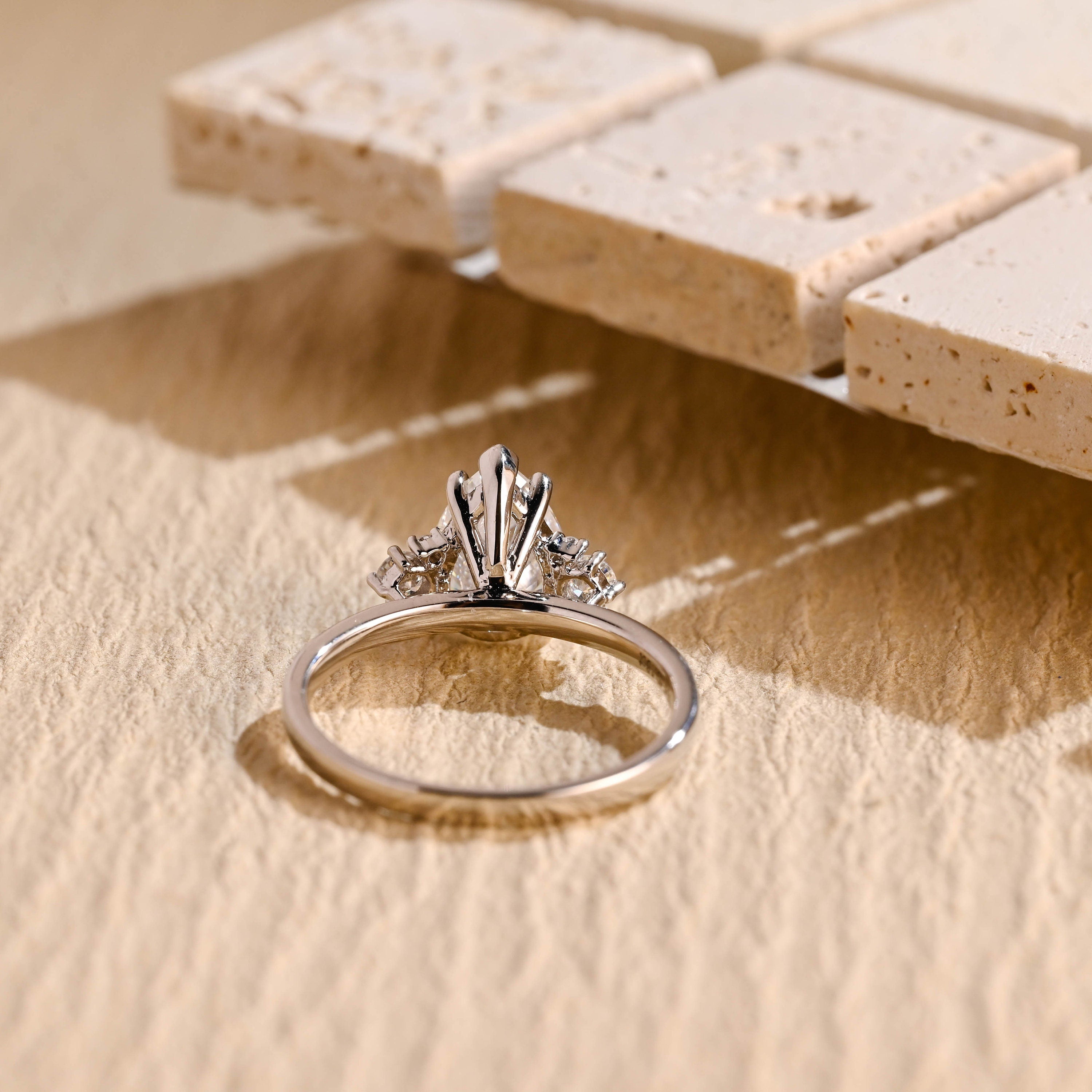 1CT Pear Diamond Cluster Moissanite Ring