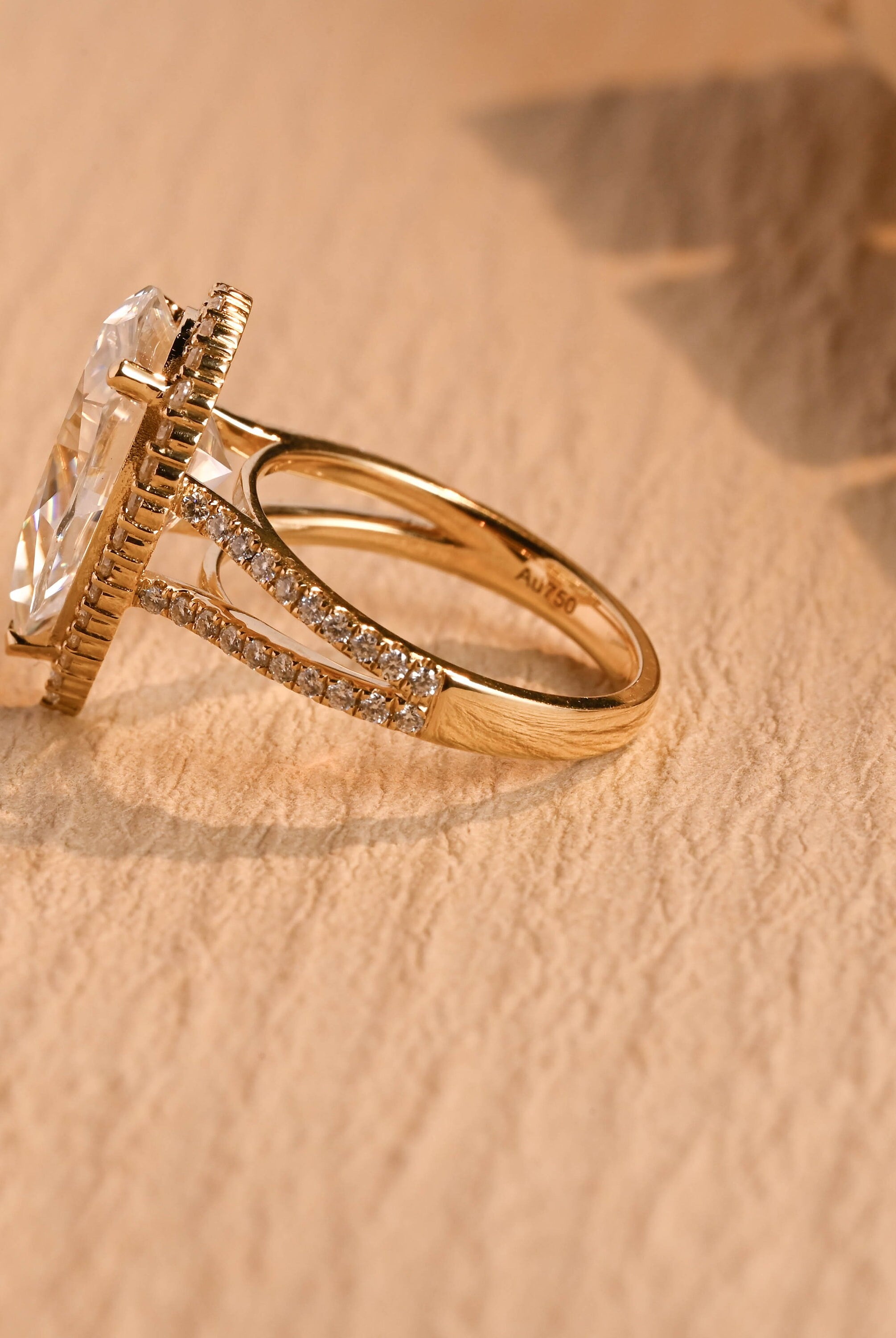 pear cut halo engagement ring moissanite USA