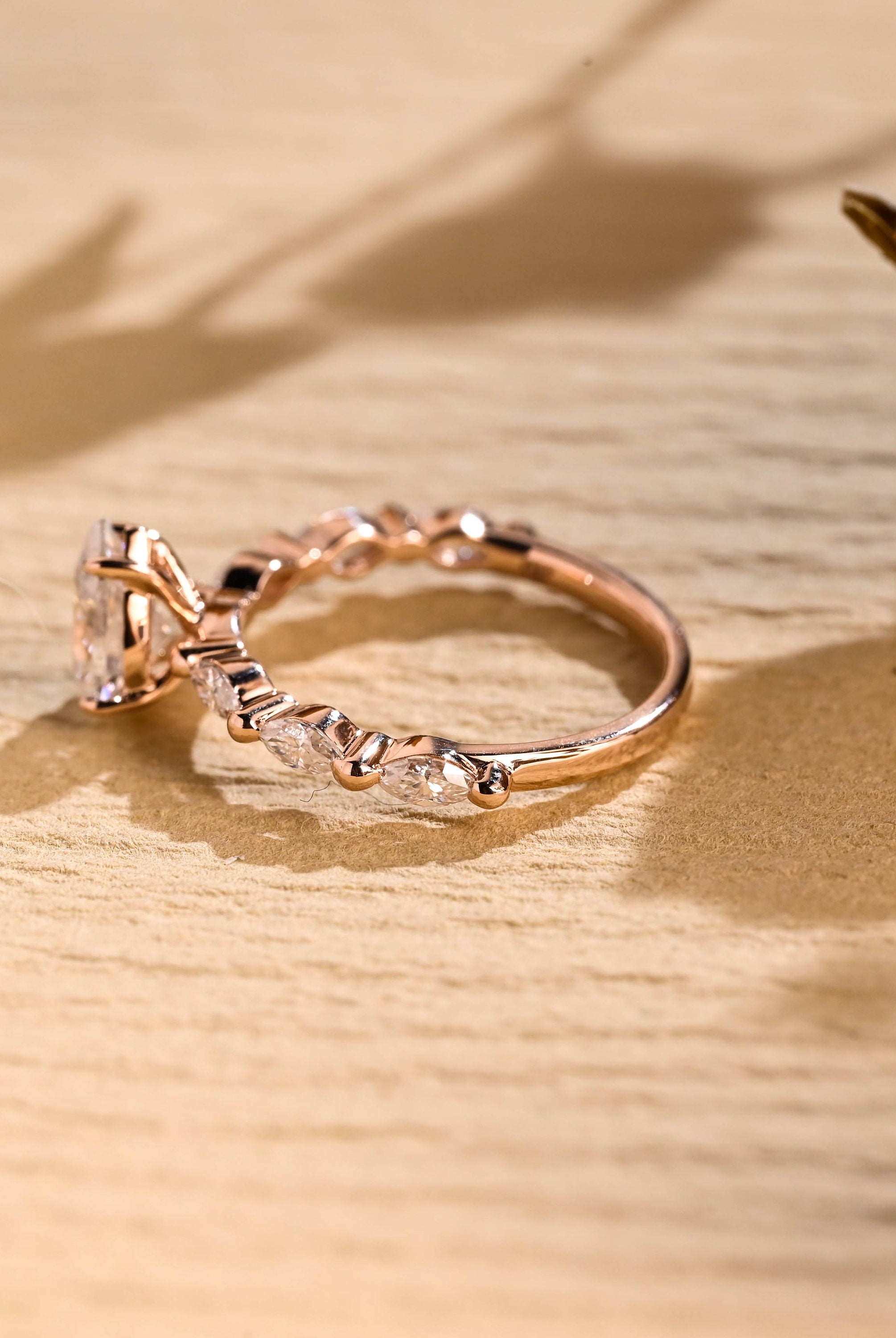 pear cut pavé moissanite ring USA