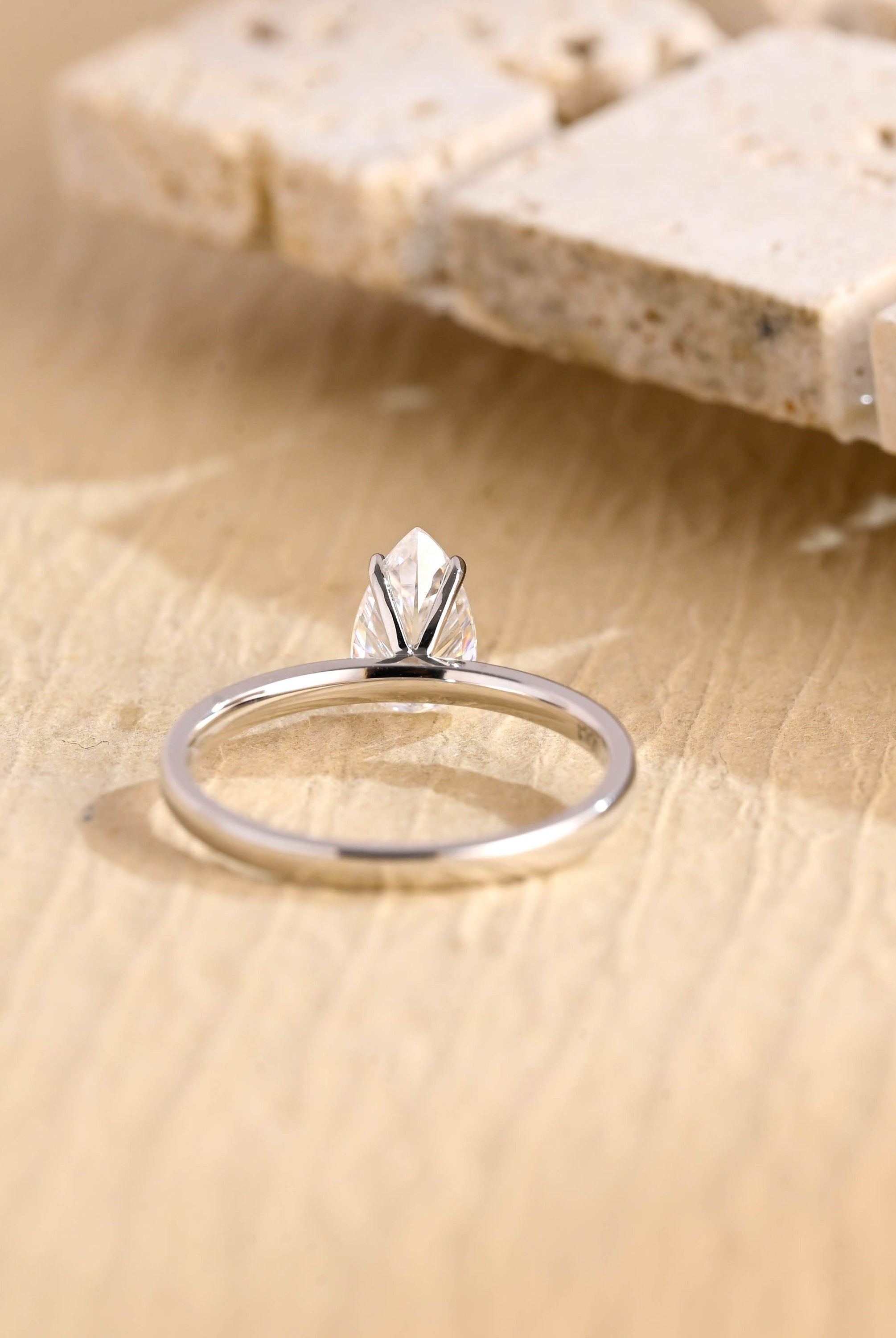 lab grown pear solitaire engagement ring