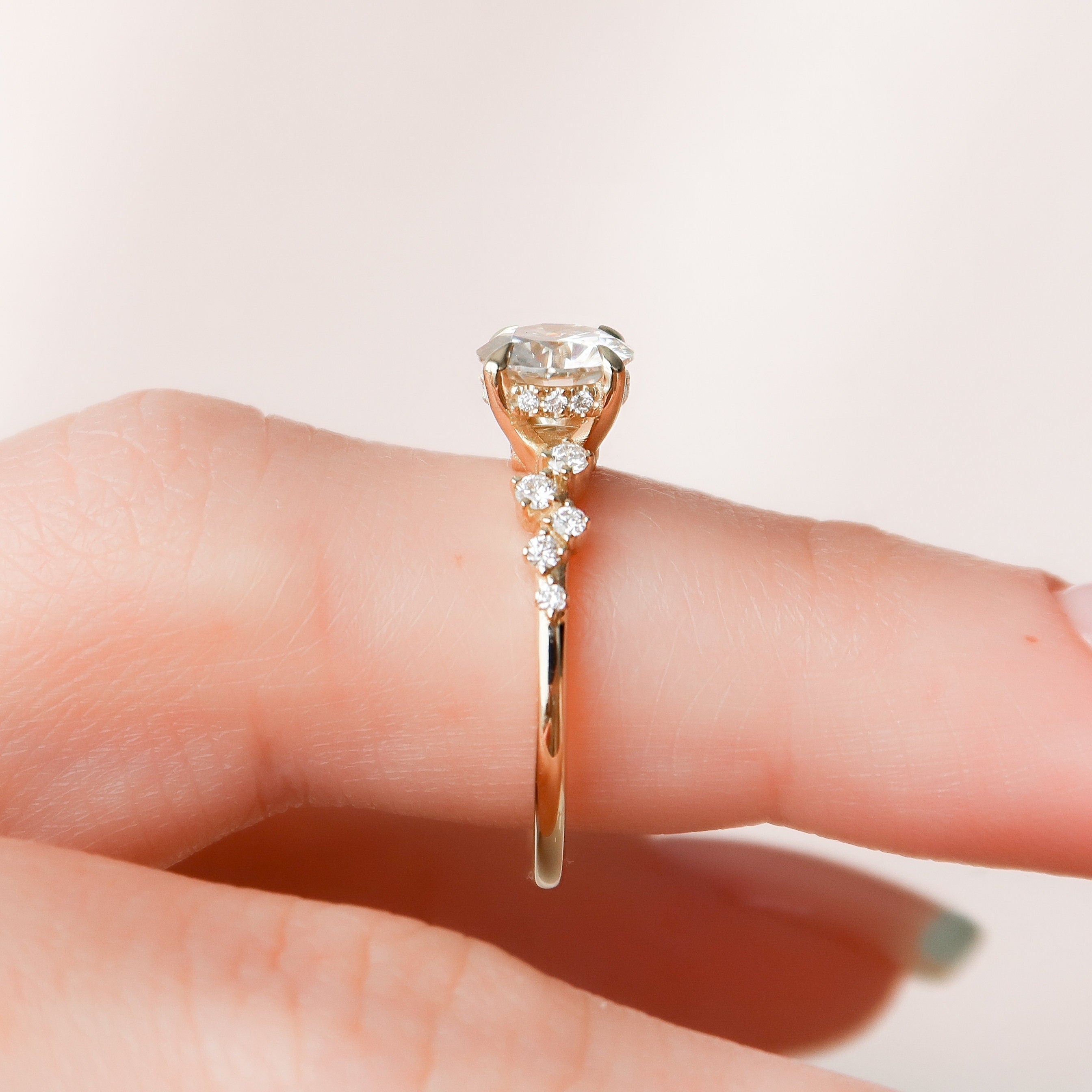 Cluster Moissanite Engagement Ring