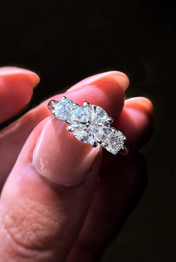 1.20CT Round Three Stone Moissanite Diamond Solitaire Engagement Ring