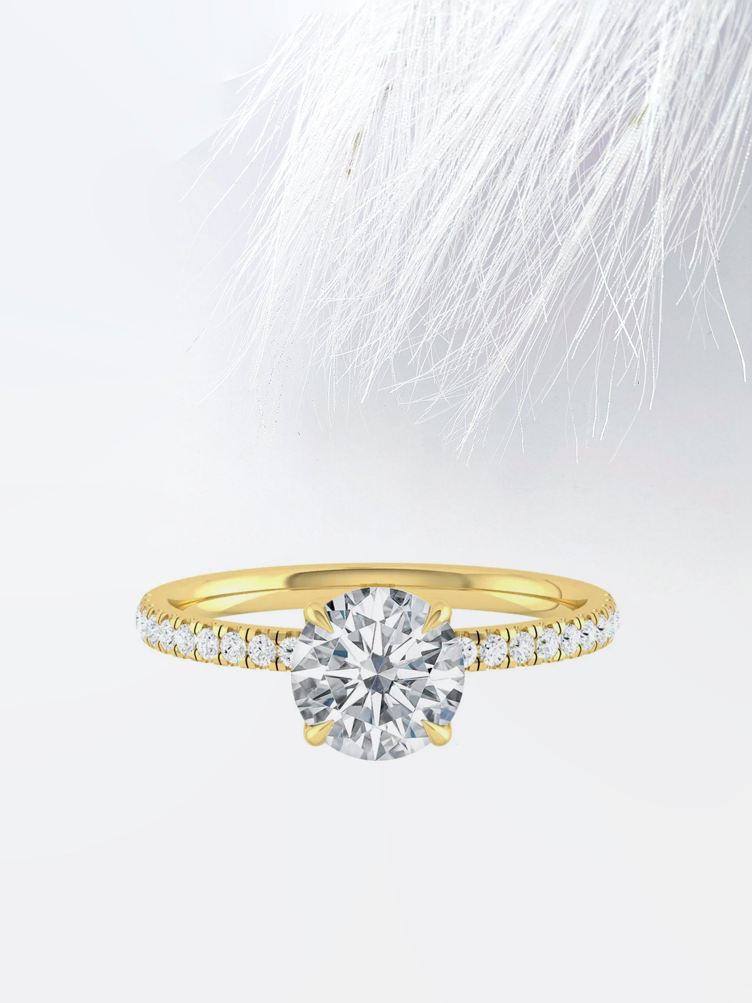 Round Cut Moissanite Pave Diamond Engagement Ring For Women