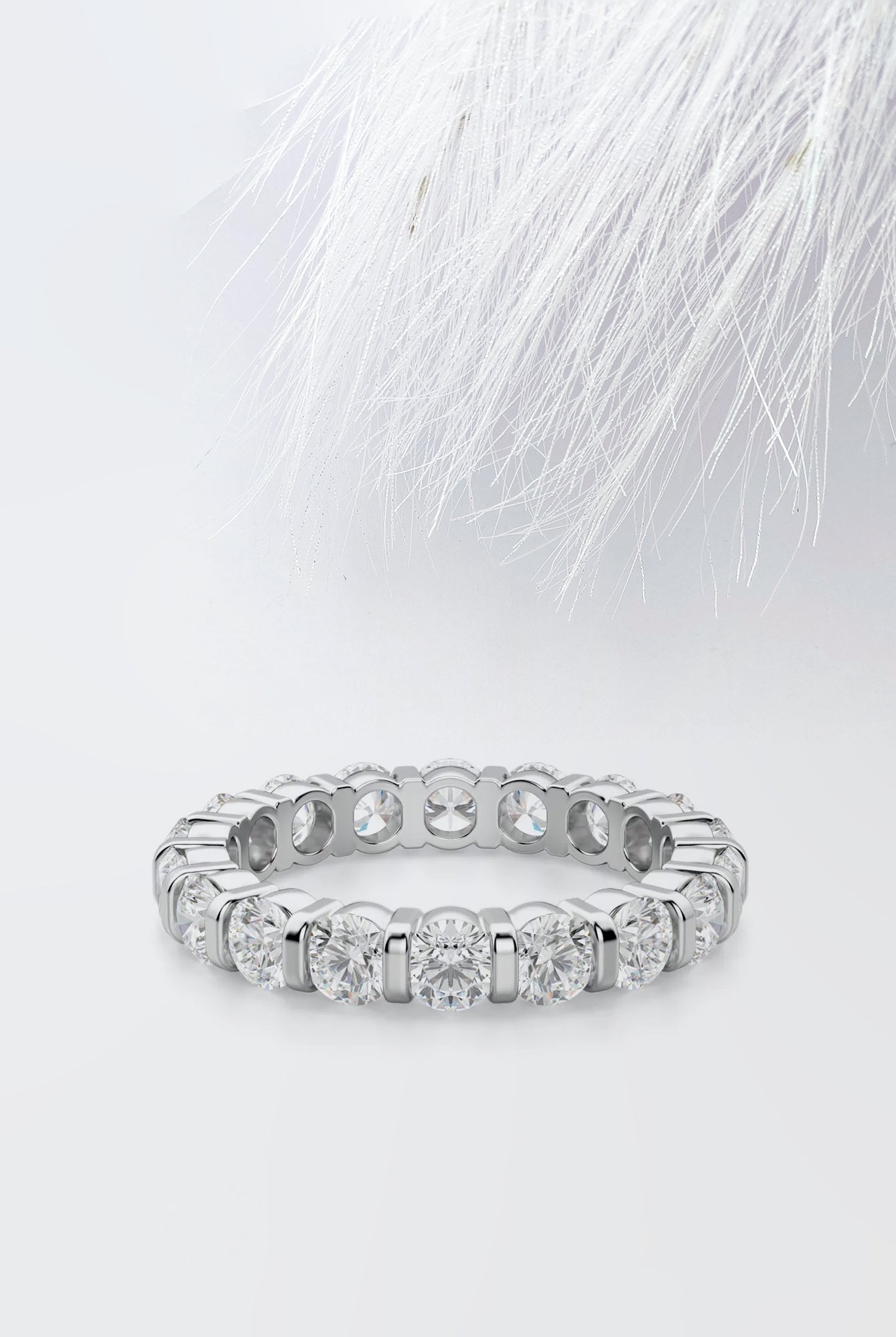 Round Cut Moissanite Bar Set Diamond Wedding Band for Her