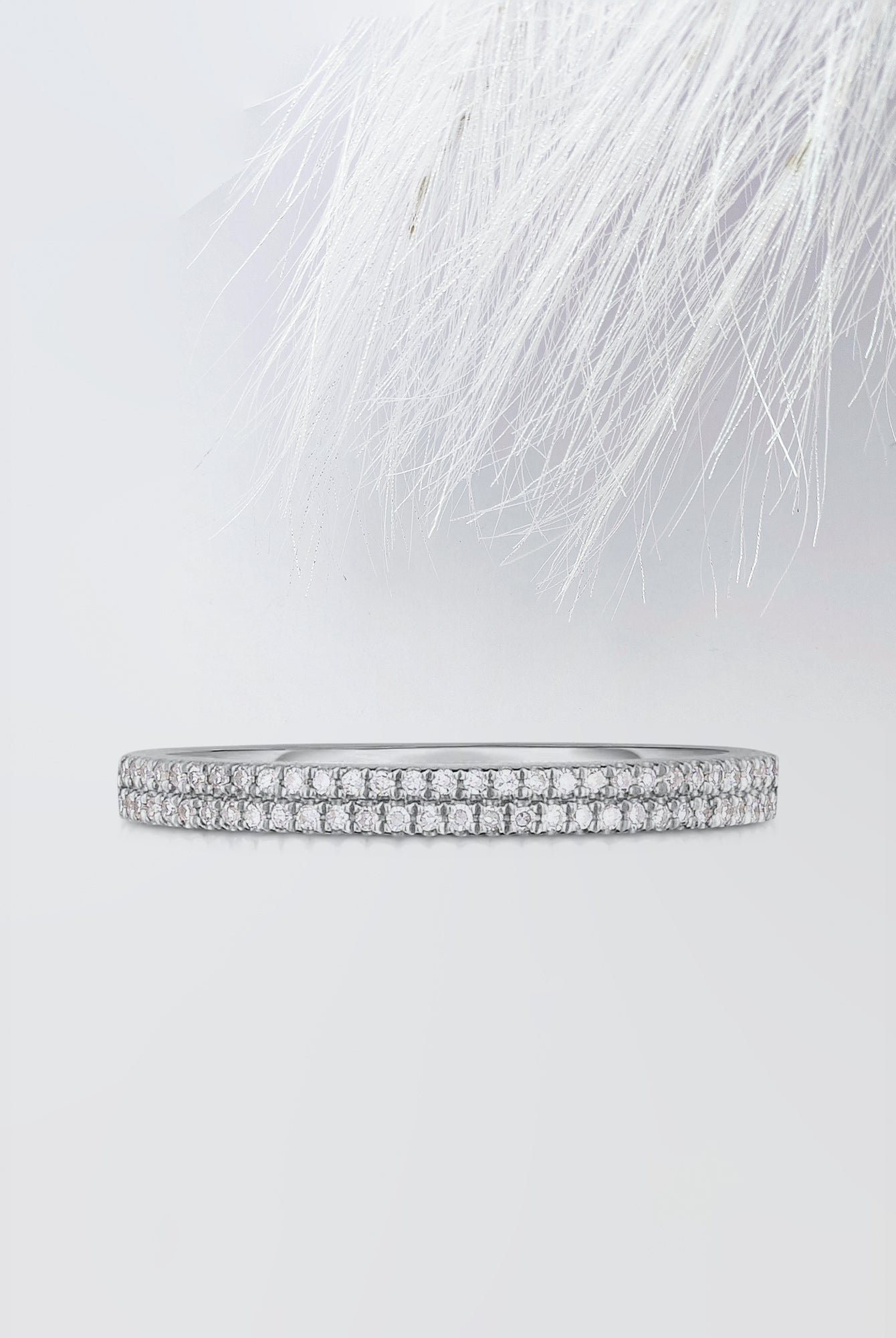 2.0mm Round Cut Moissanite Double Row Diamond Wedding Band