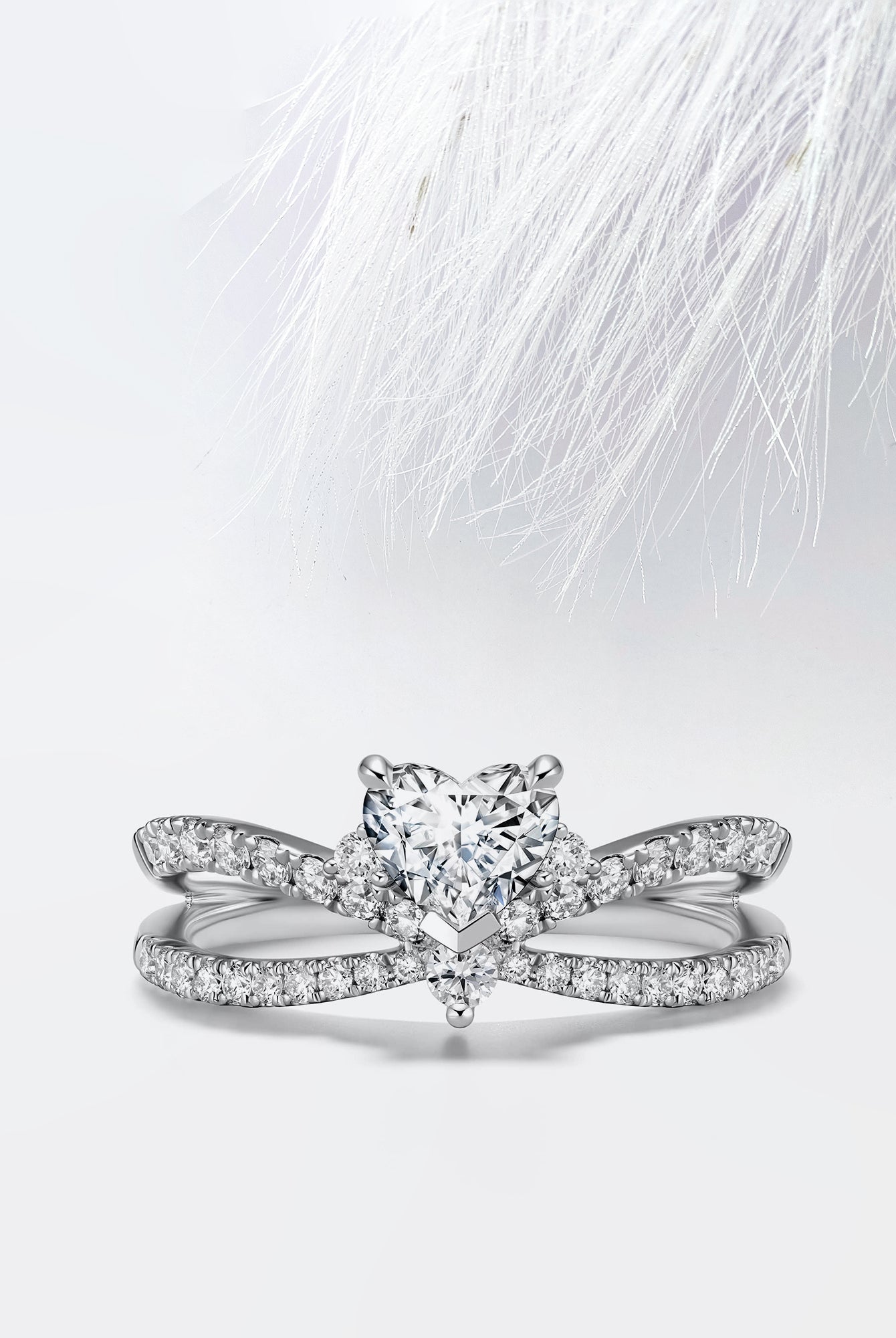 Heart Diamond Infinity Moissanite Engagement Ring For Women