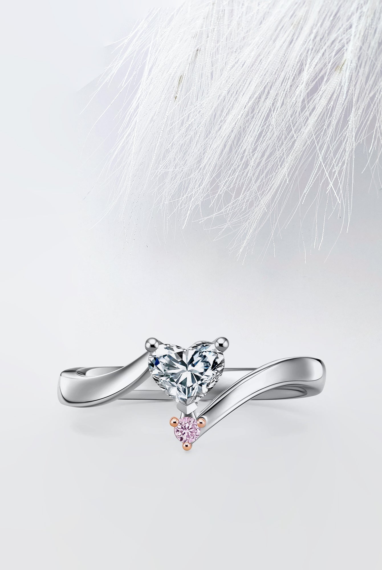Heart Diamond Two Stone Moissanite Engagement Ring For Women