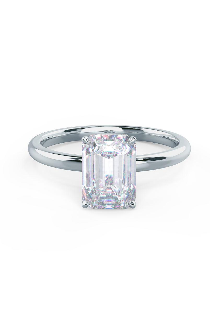 2.75ct Emerald Cut Moissanite Diamond Solitaire Engagement Ring For Her