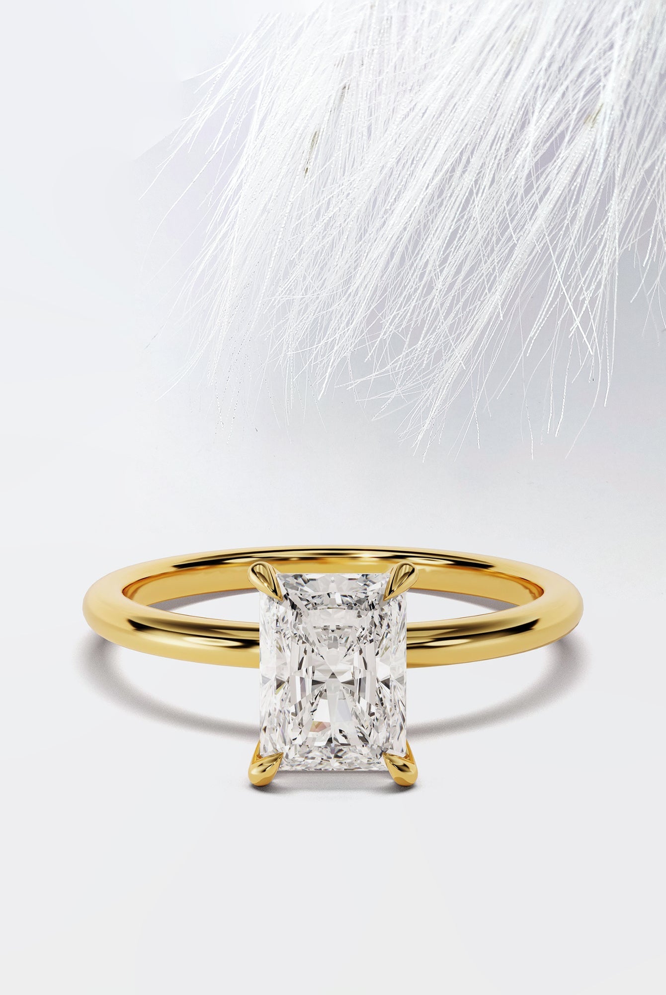 Radiant Cut Moissanite Solitaire Diamond Engagement Ring