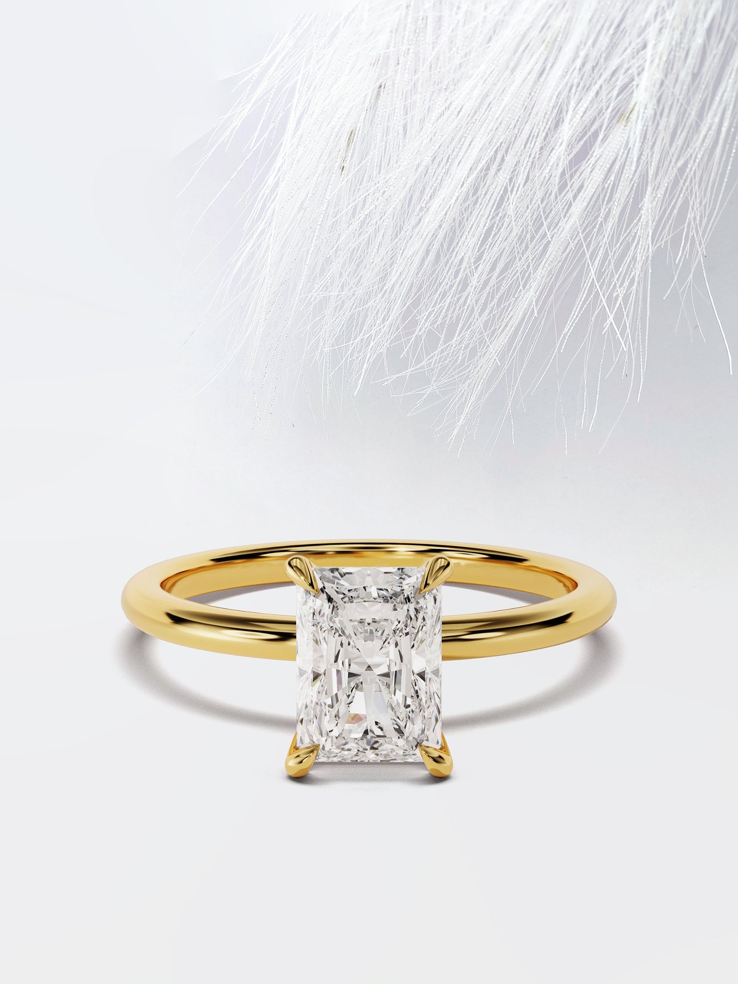 Radiant Cut Moissanite Solitaire Diamond Engagement Ring