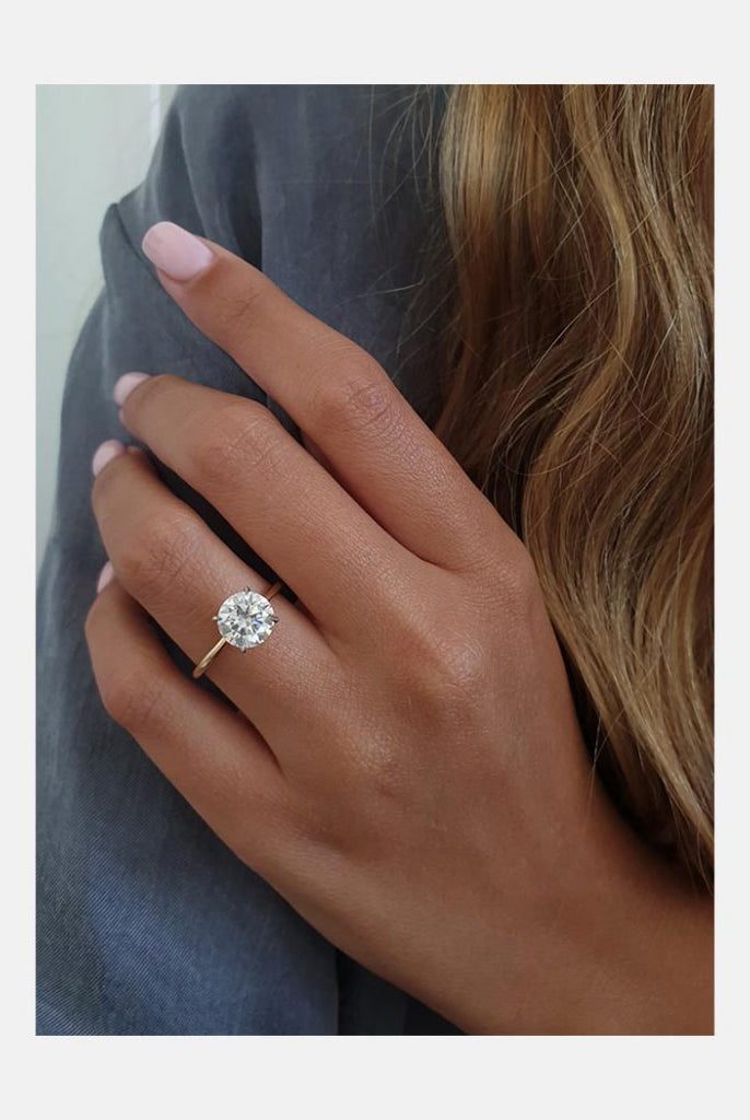 2.0ct Round Two Tone Moissanite Diamond Solitaire Engagement Ring In 14K Solid Gold