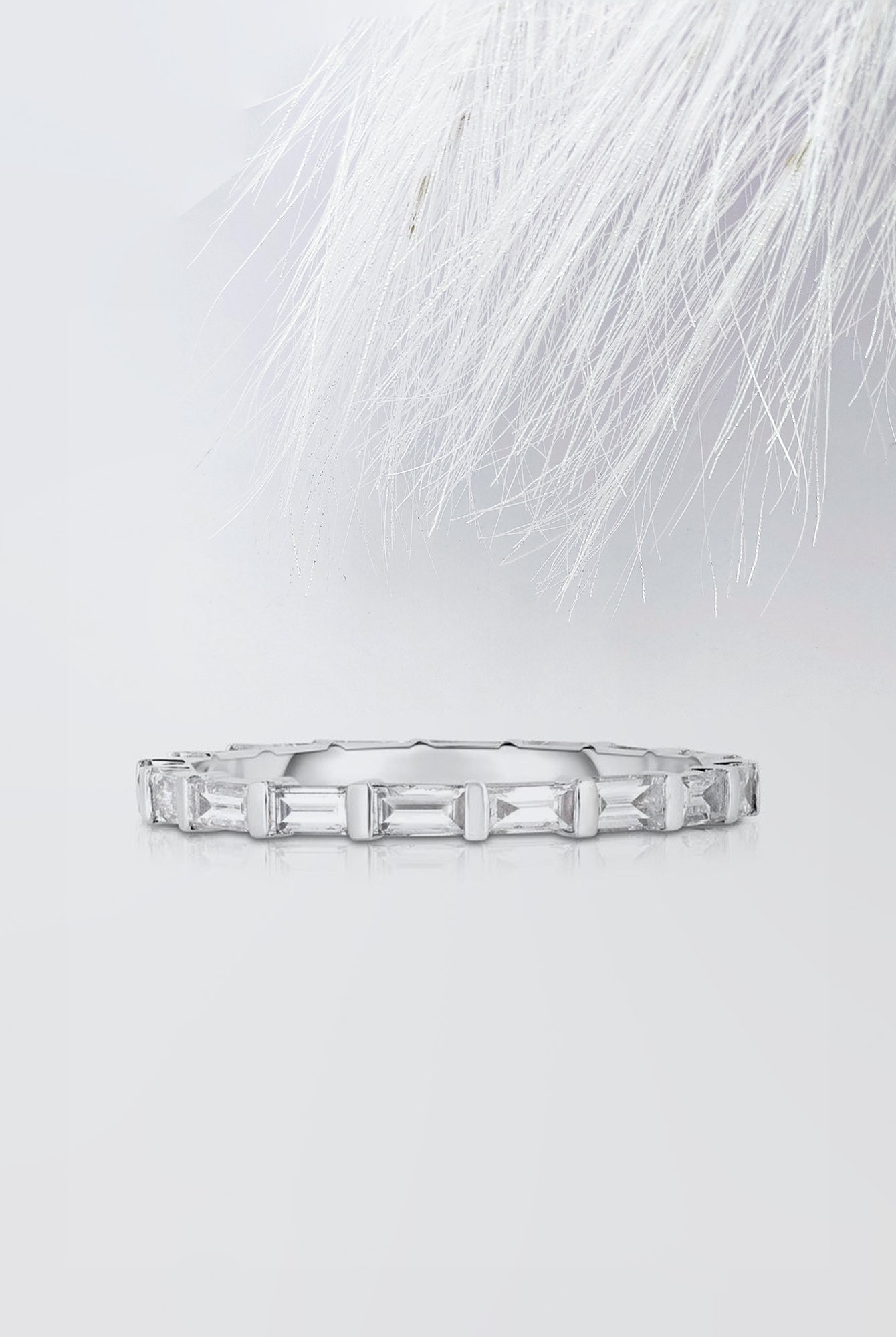 Baguette Cut Moissanite Bar Set Diamond Wedding Band