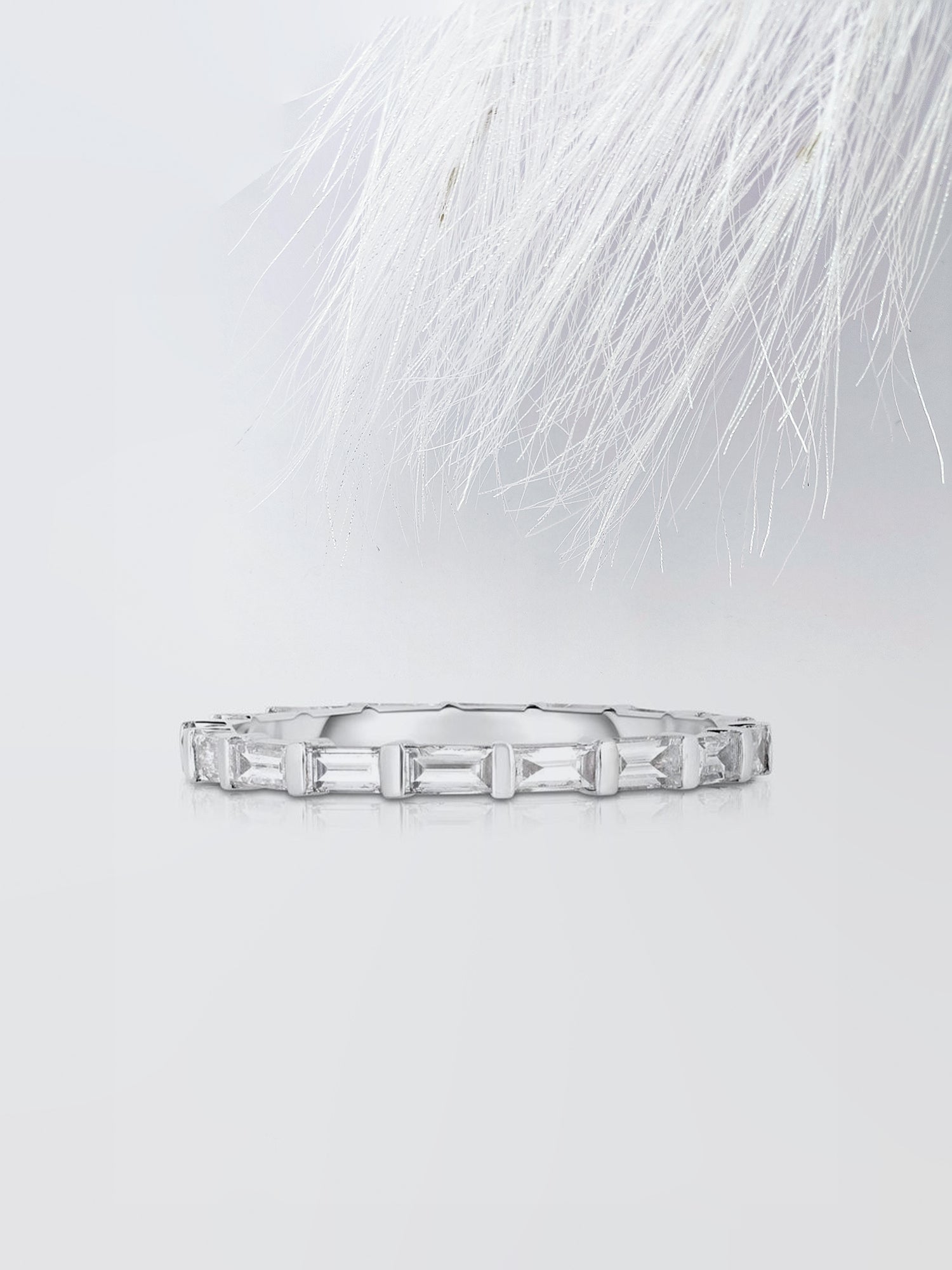 Baguette Cut Moissanite Bar Set Diamond Wedding Band