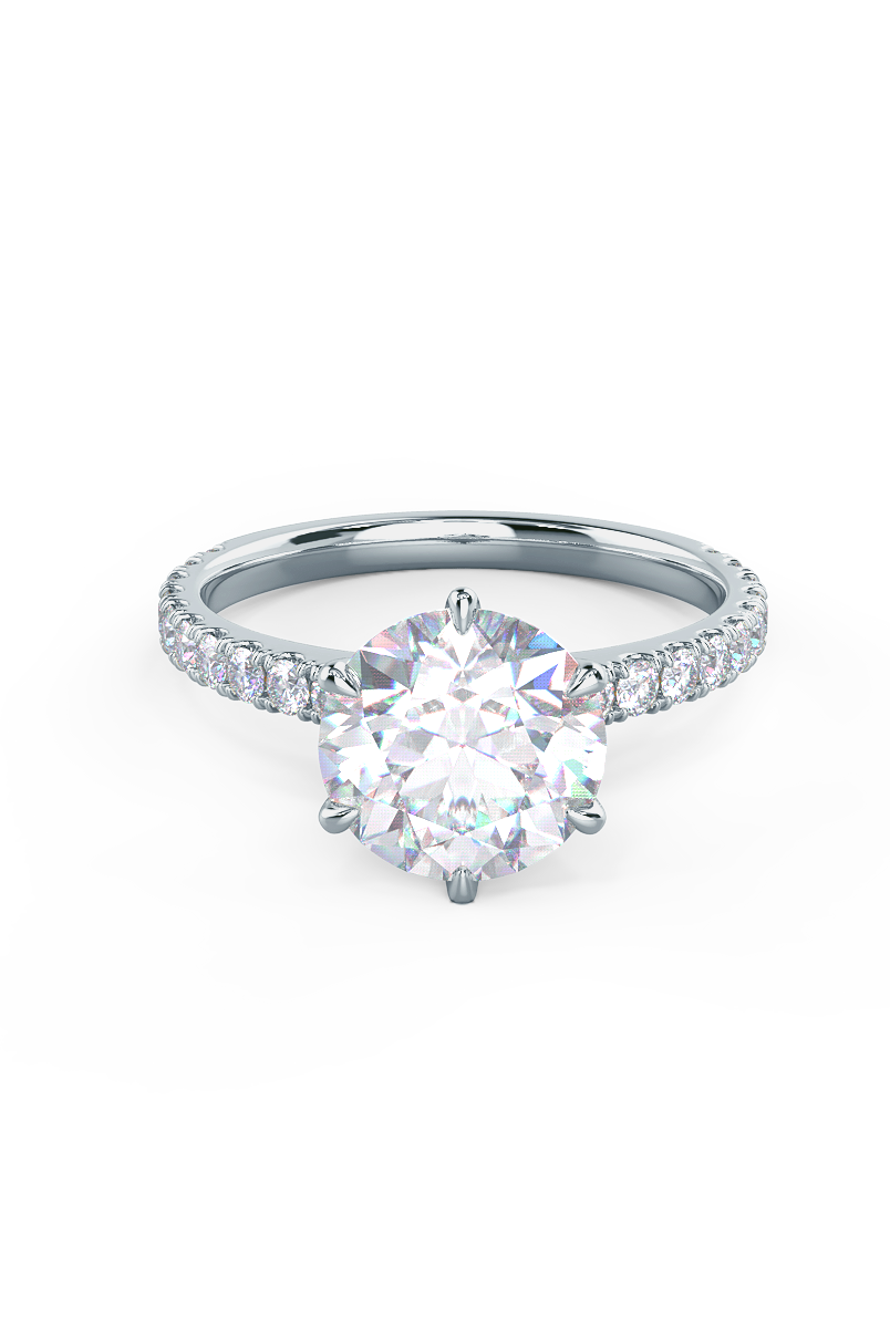 2.0CT Round Brilliant Cut Moissanite Pave Diamond Engagement Ring