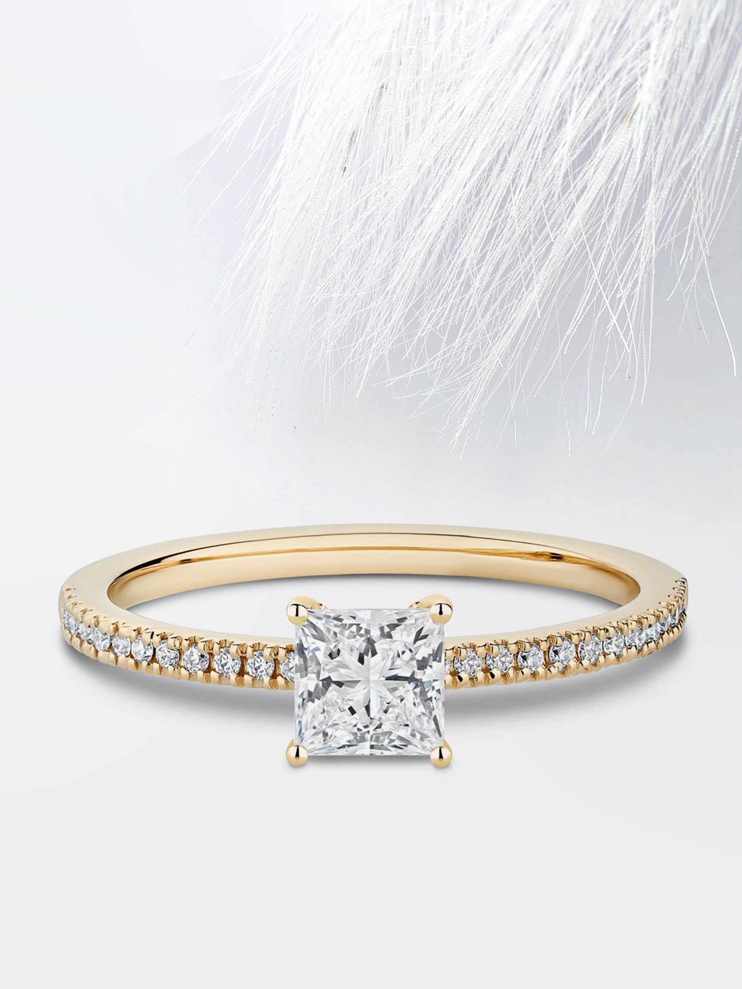 Princess Diamond Cathedral Set Moissanite Engagement Ring For Women