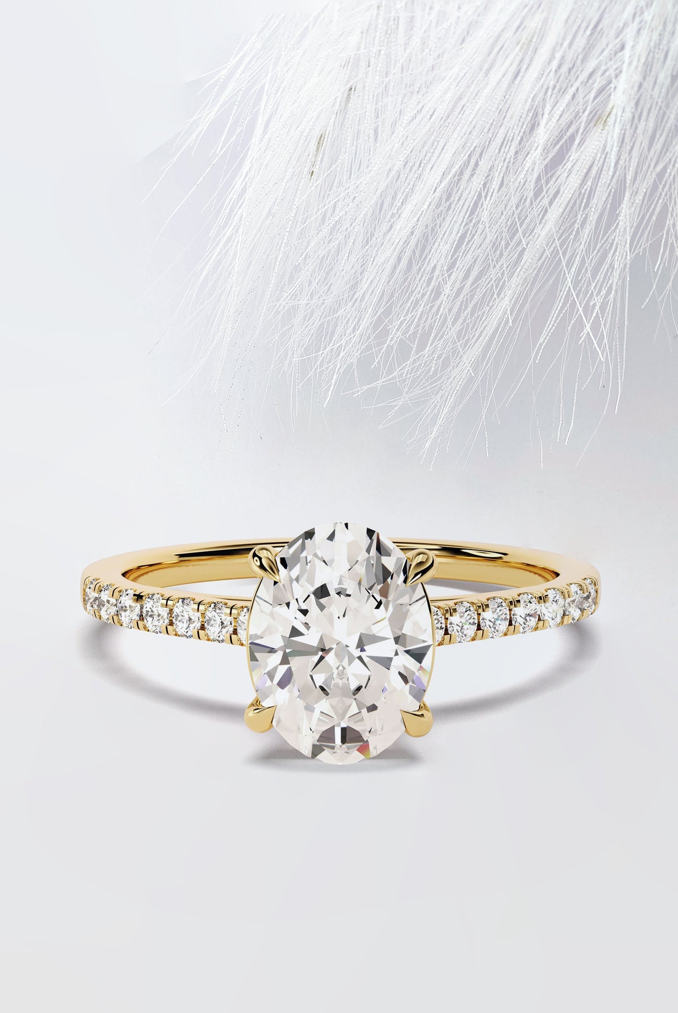 Oval Cut Moissanite Diamond Pave Engagement Ring For Women