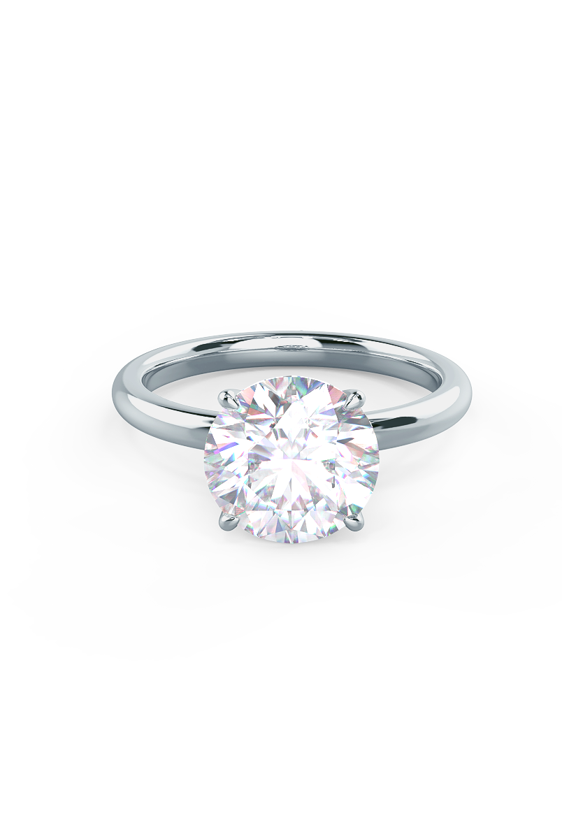 2.25ct Round Four Prong Moissnaite Diamond Engagement Ring In 14K Solid Gold