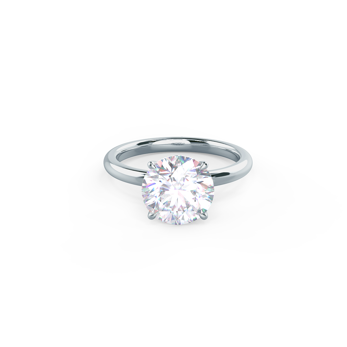 2.25ct Round Four Prong Moissnaite Diamond Engagement Ring In 14K Solid Gold