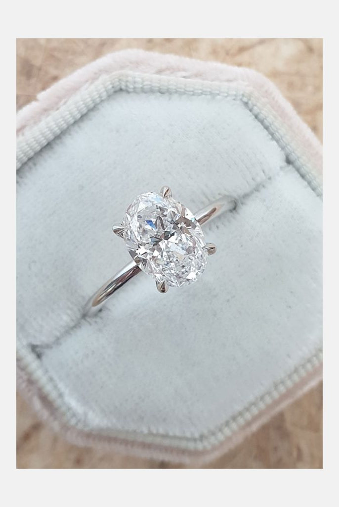 2.0ct Oval Moissanite Diamond Solitaire Engagement Ring For Women In 14K White Gold