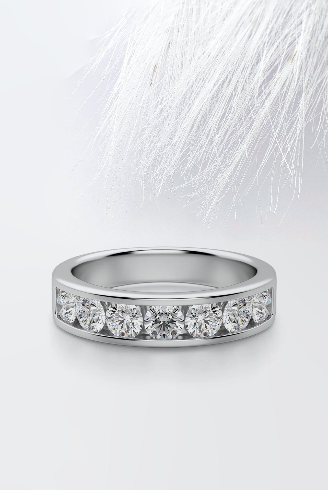 Round Cut Moissanite Seven Stone Diamond Wedding Band