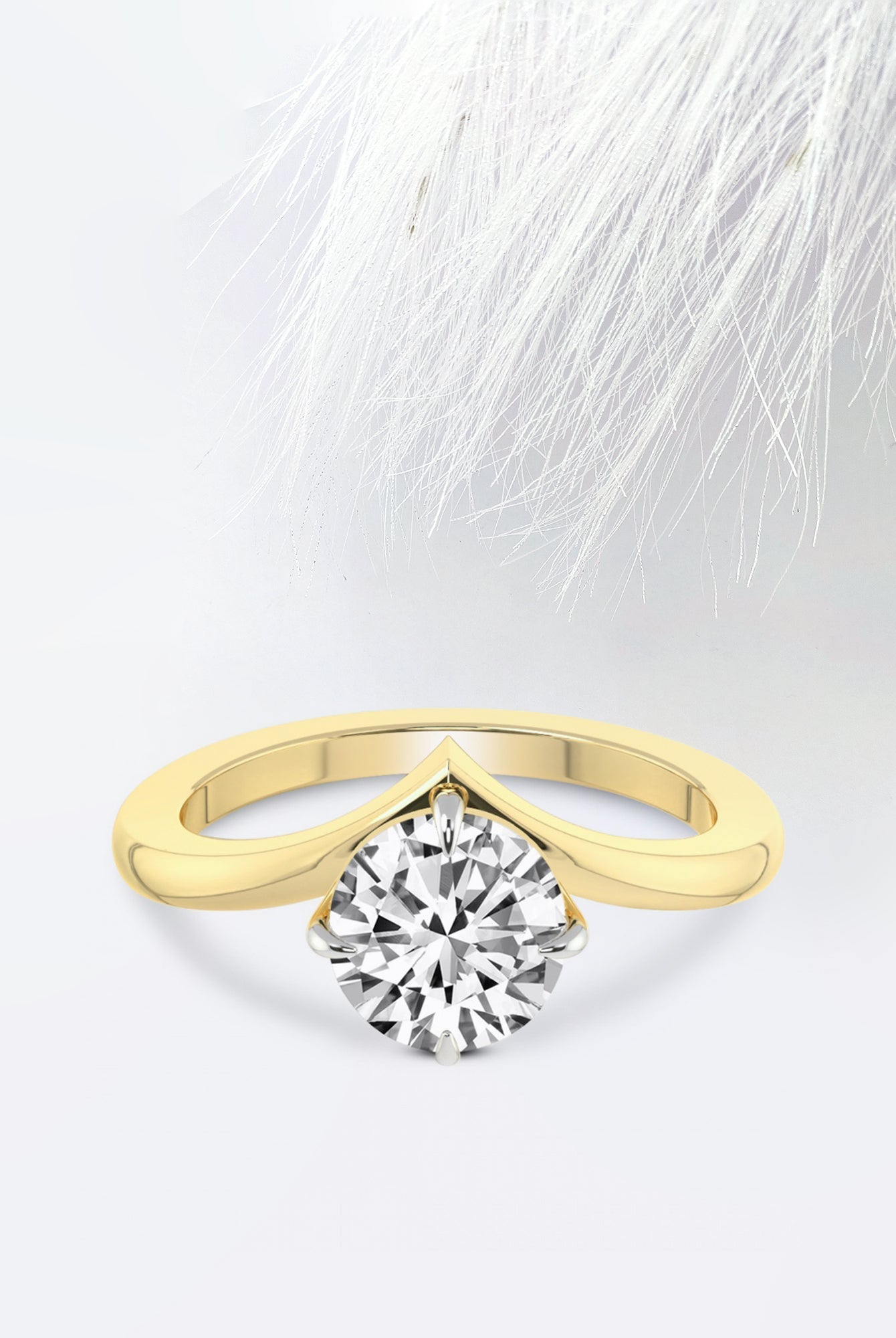 Round Cut Moissanite Chevron Diamond Engagement Ring For Women