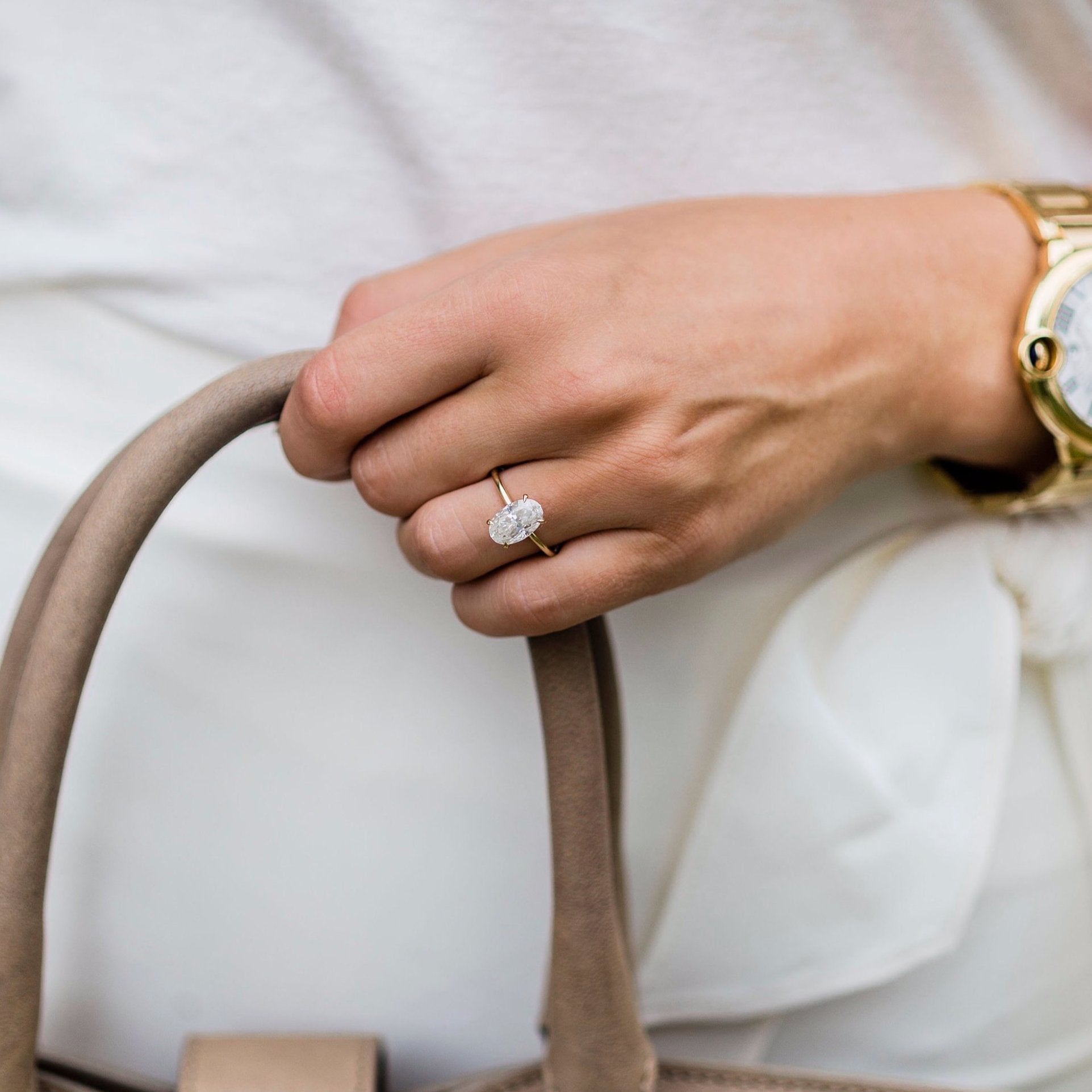 2.80CT Oval Cut Four Prong Moissanite Solitaire Engagement Ring