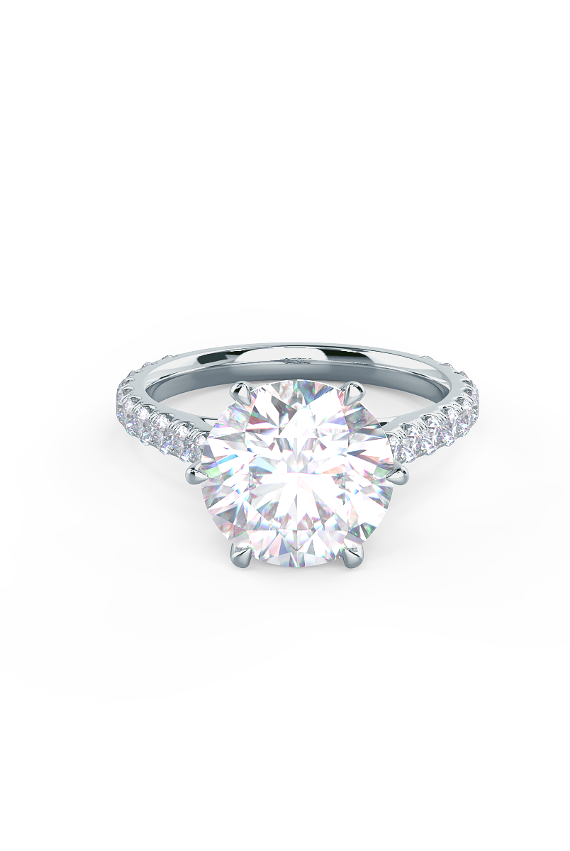 2.25CT Round Six Prong Moissanite Diamond Pave Engagement Ring For Women