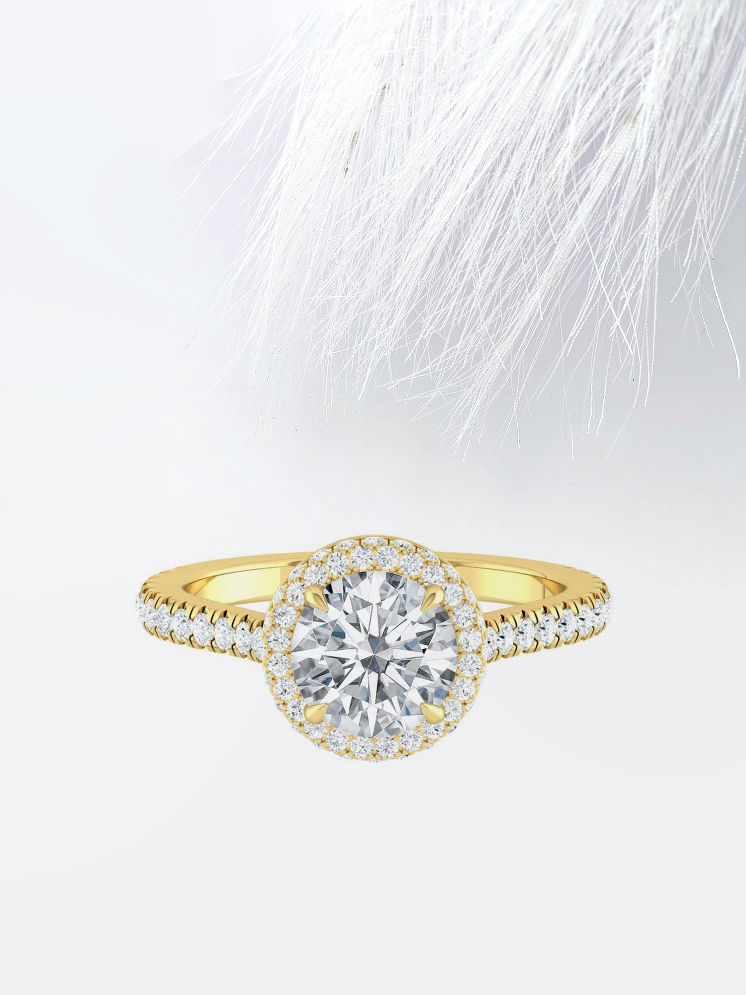 Round Cut Diamond Halo Moissanite Engagement Ring For Women