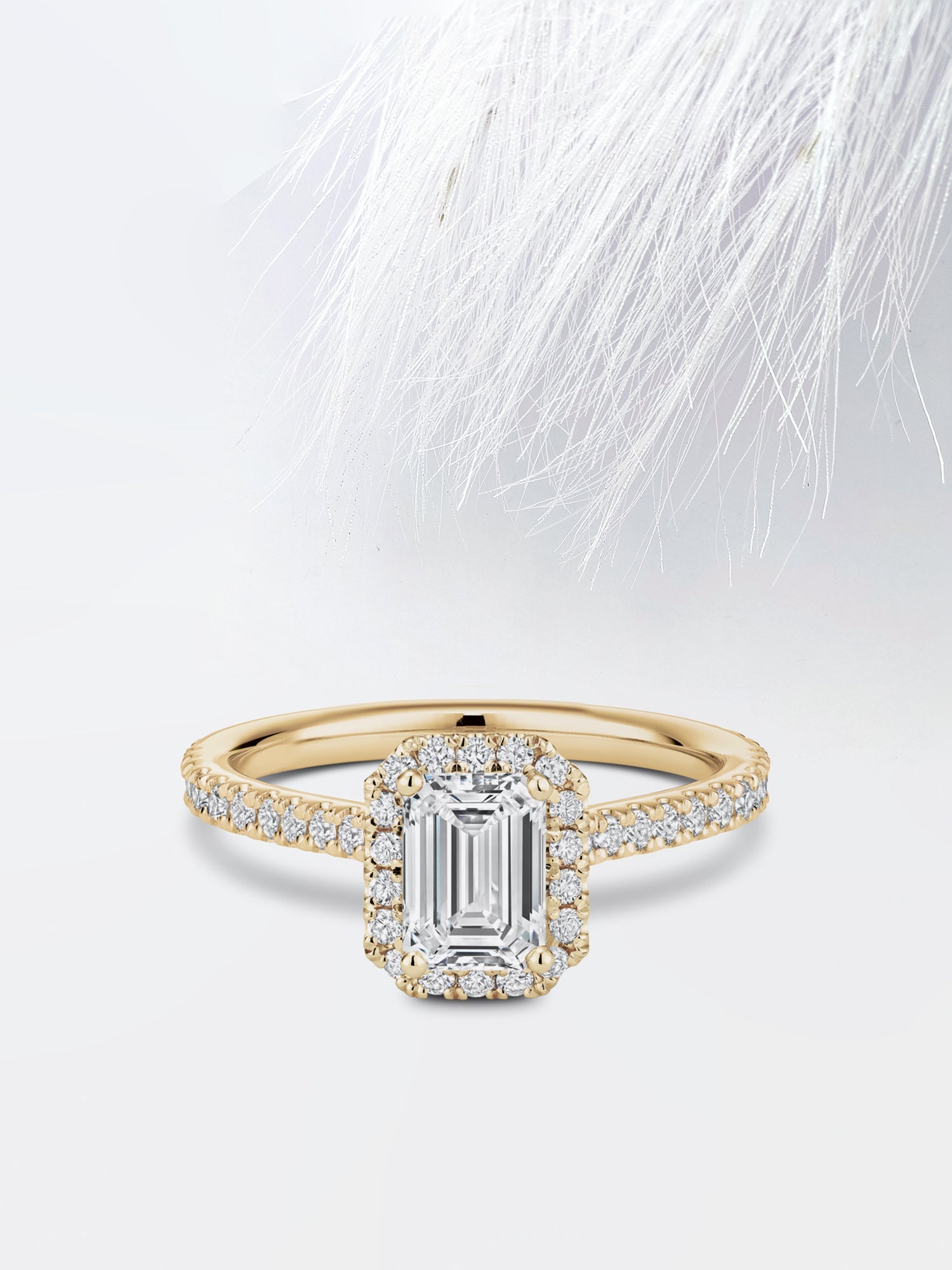 Emerald Cut Moissanite Halo Diamond Engagement Ring For Women