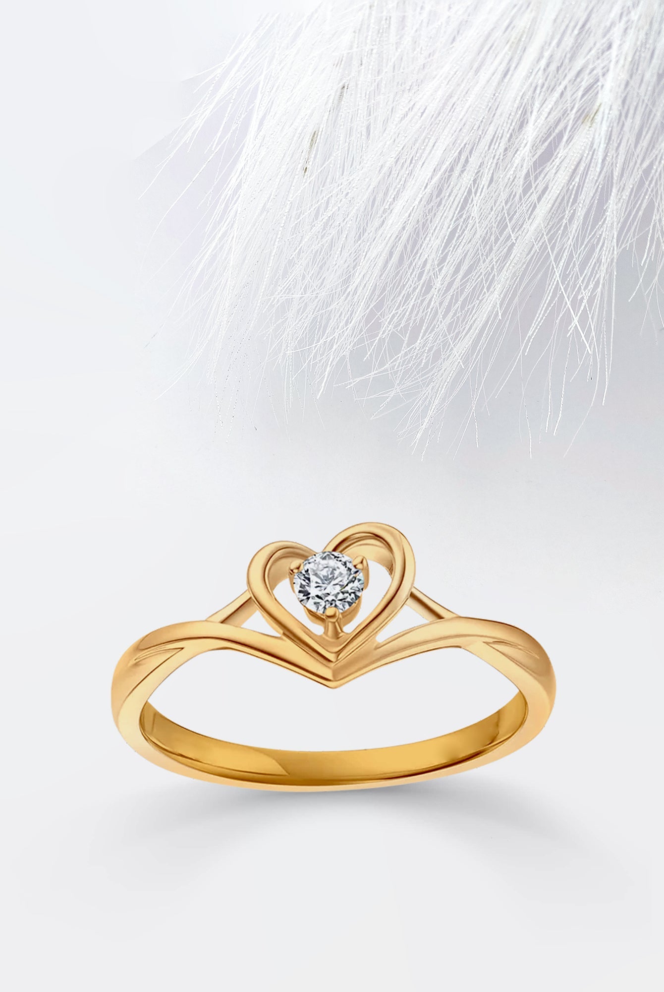 Round Diamond Heart Shaped Moissanite Engagement Ring For Women