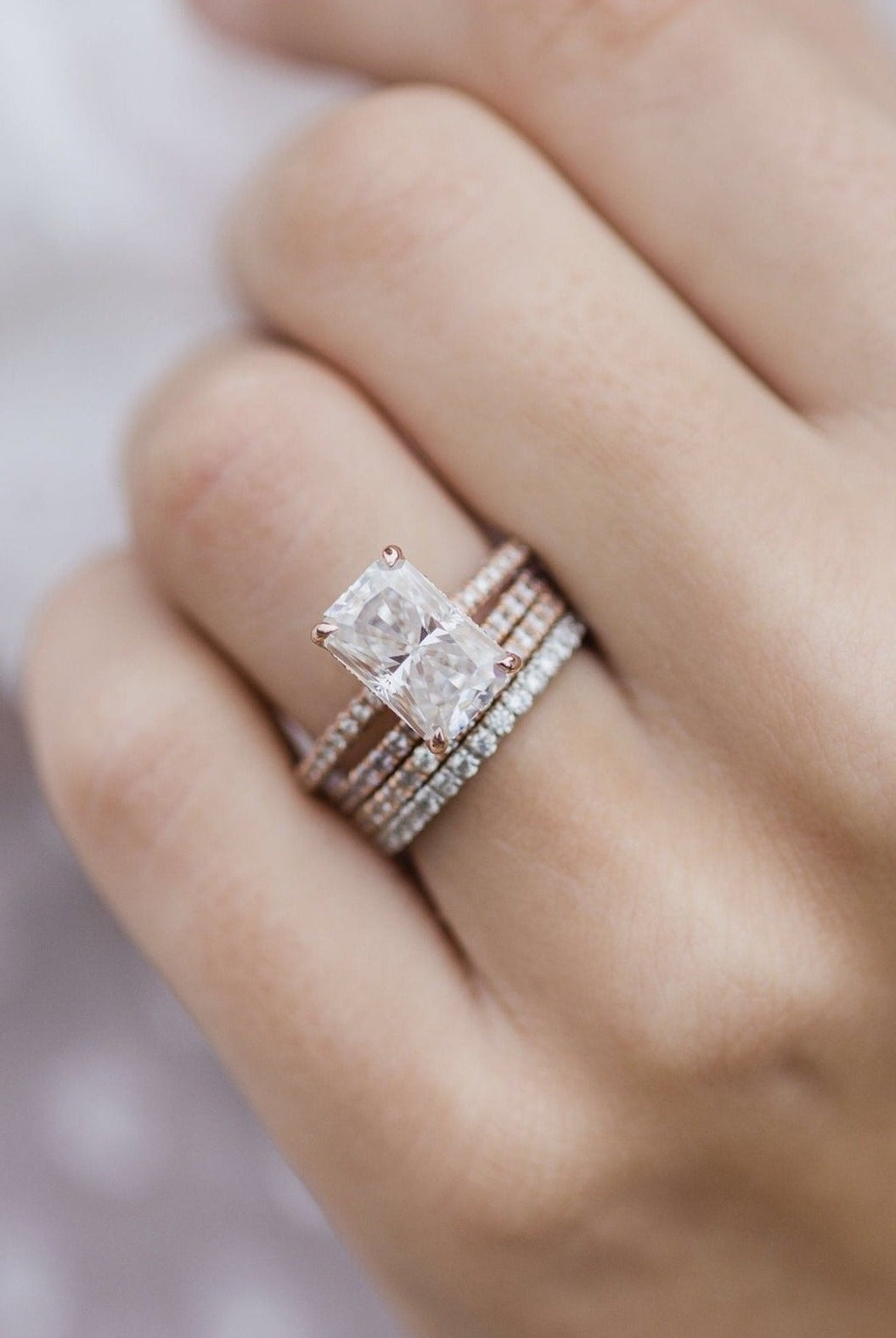 Romantic moissanite rings
