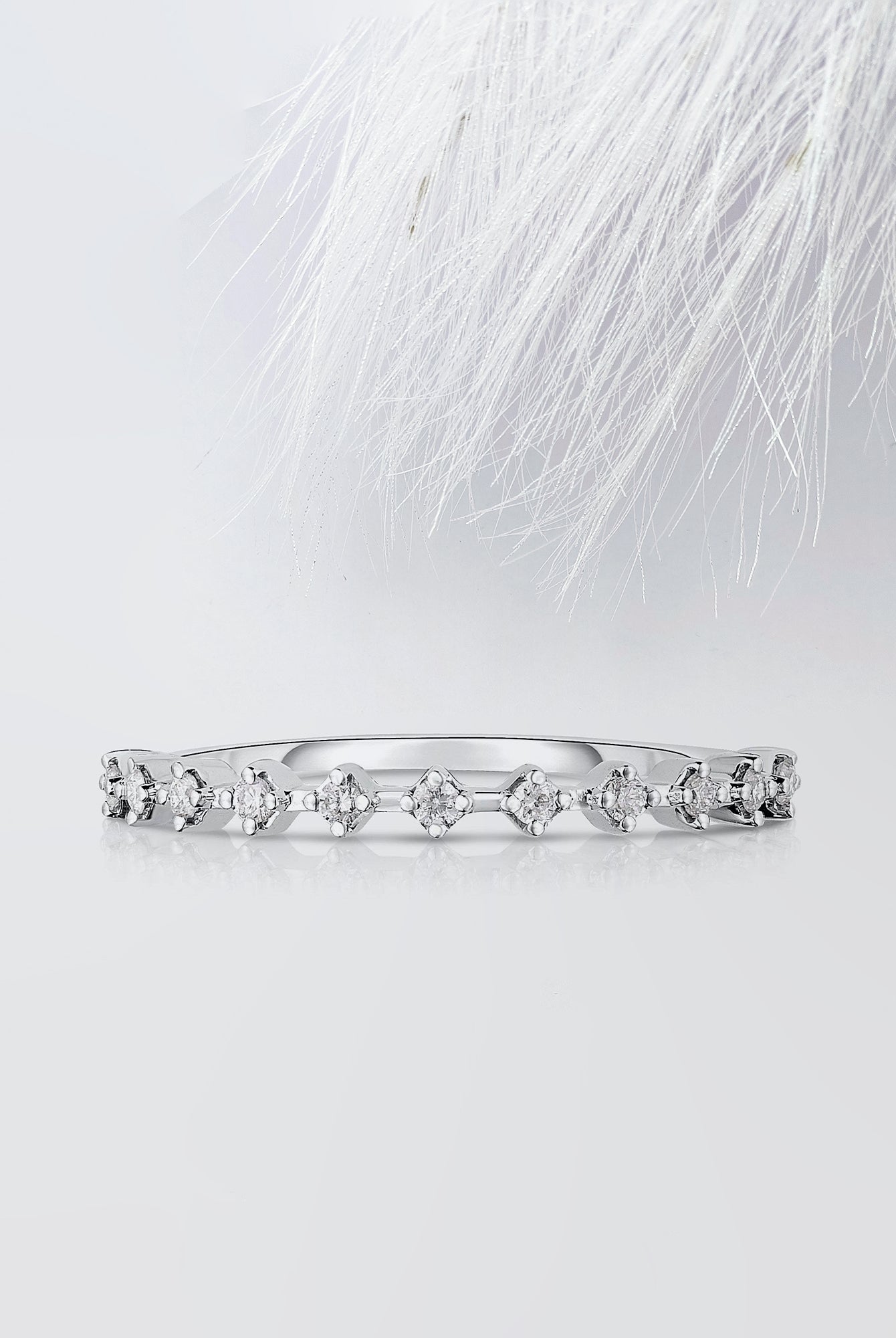 1.0mm Round Cut Moissanite Petite Diamond Wedding Band
