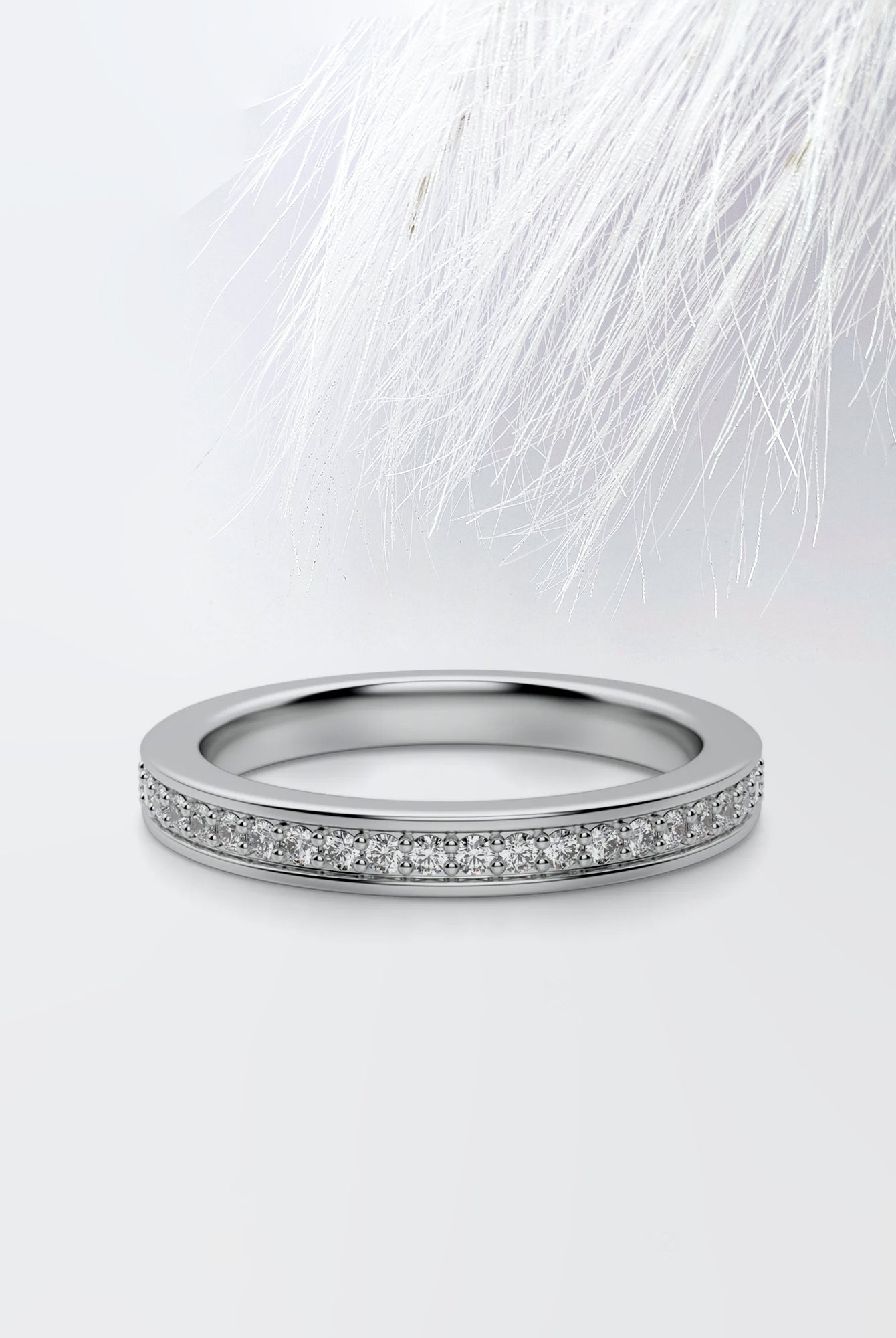 Round Cut Moissanite Channel Set Diamond Wedding Band