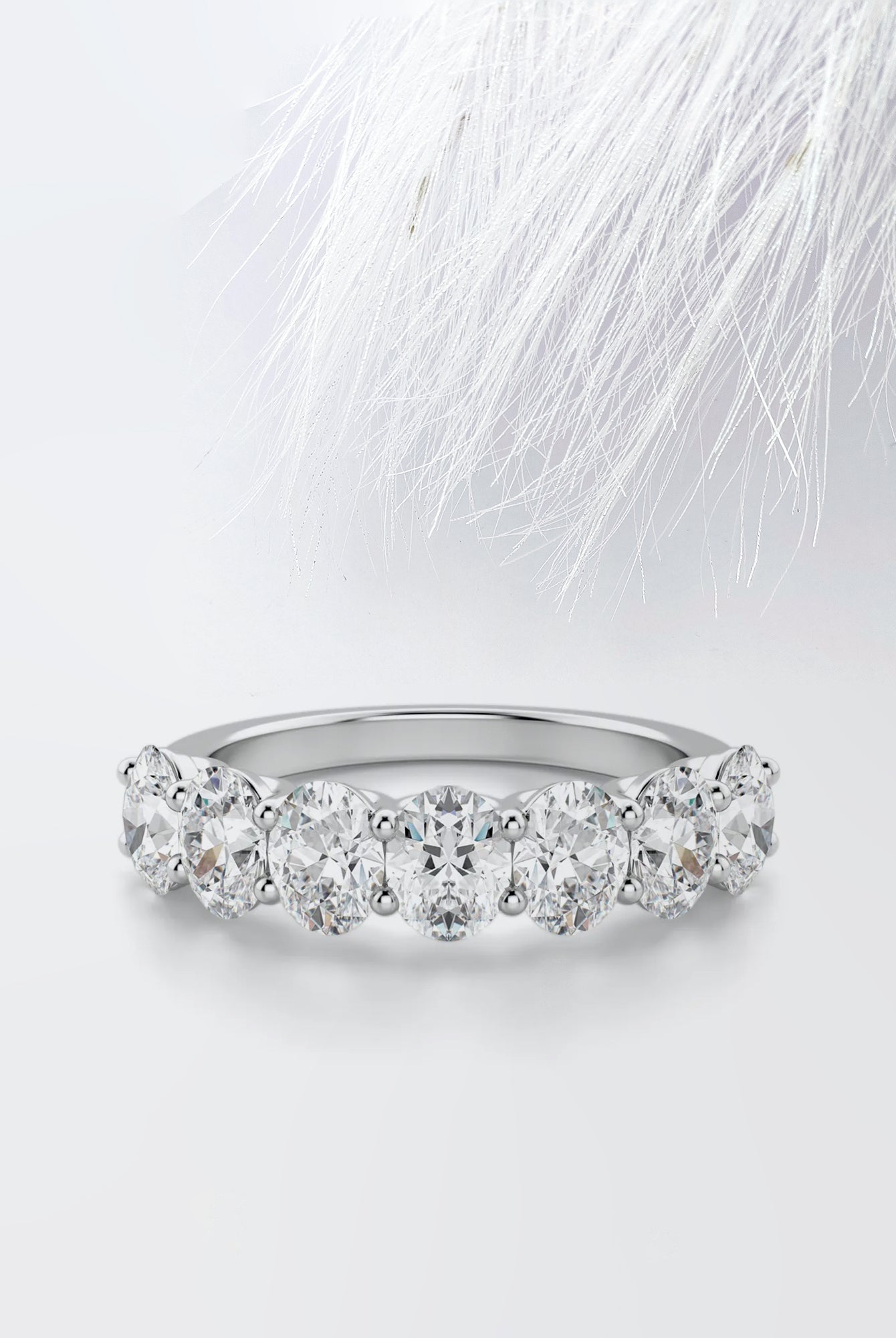 Oval Cut Moissanite Seven Stone Diamond Wedding Band