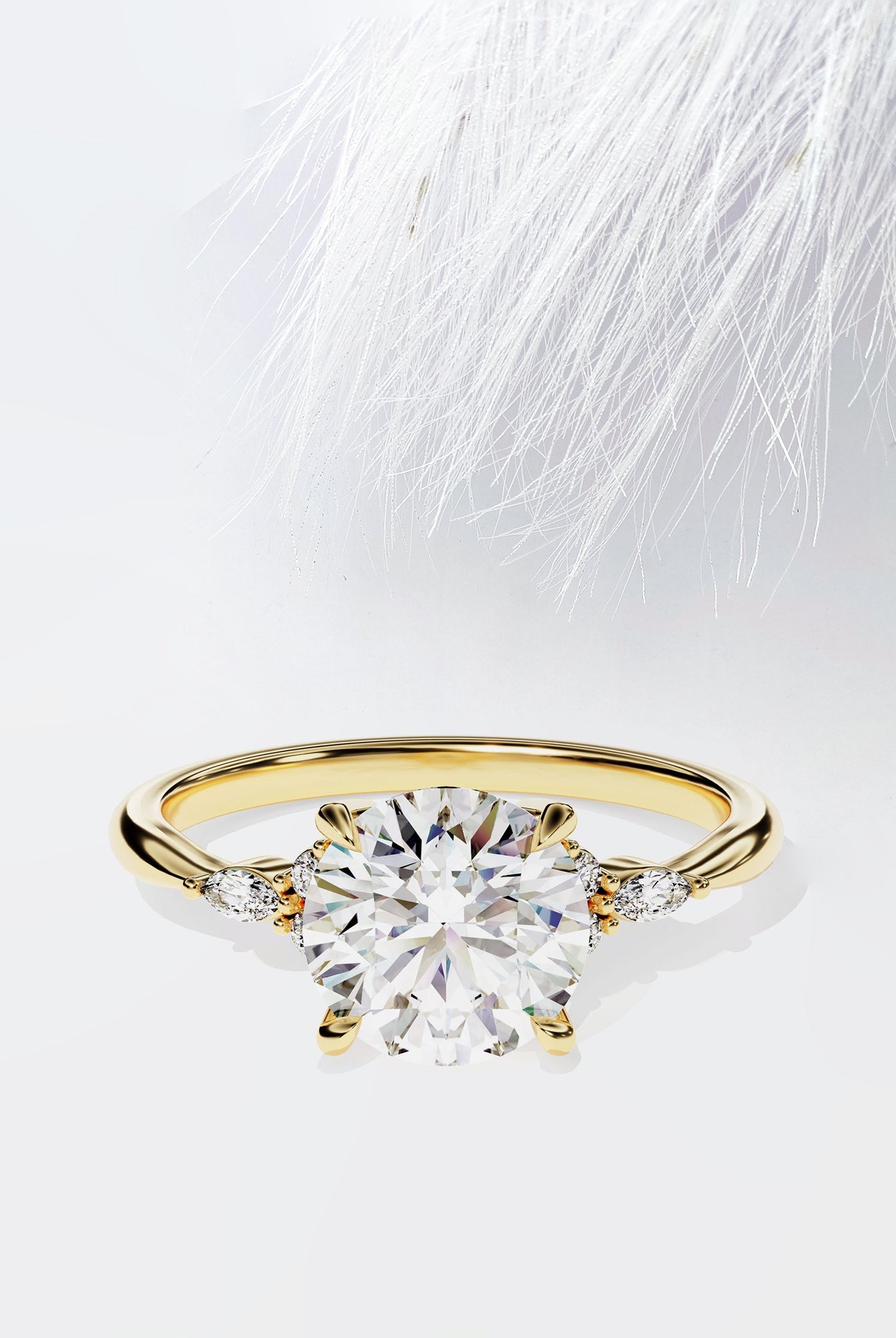 Round Cut Diamond Cluster Moissanite Engagement Ring